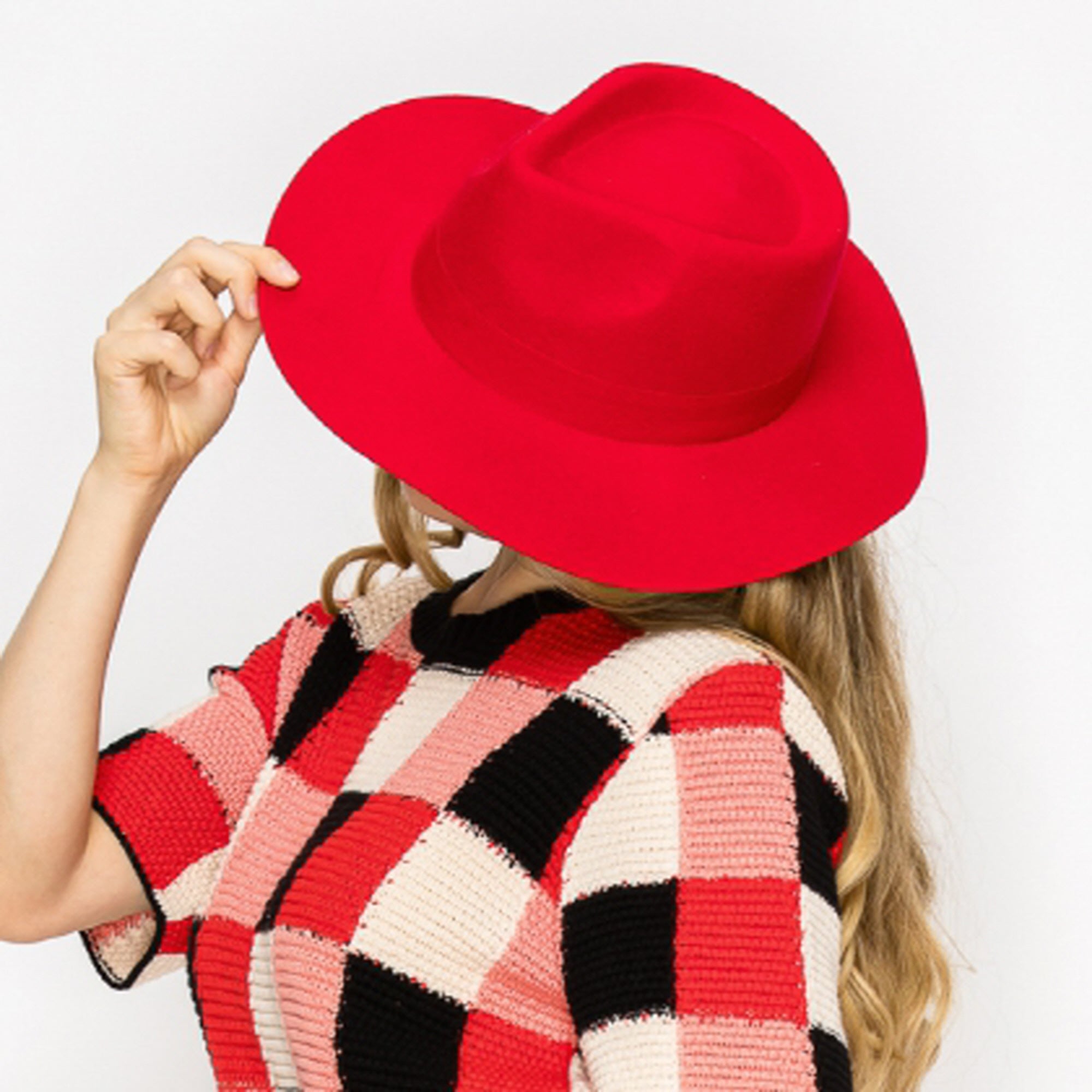 WOOL RANCHER HAT WITH GROSGRAIN RIBBONE-RED