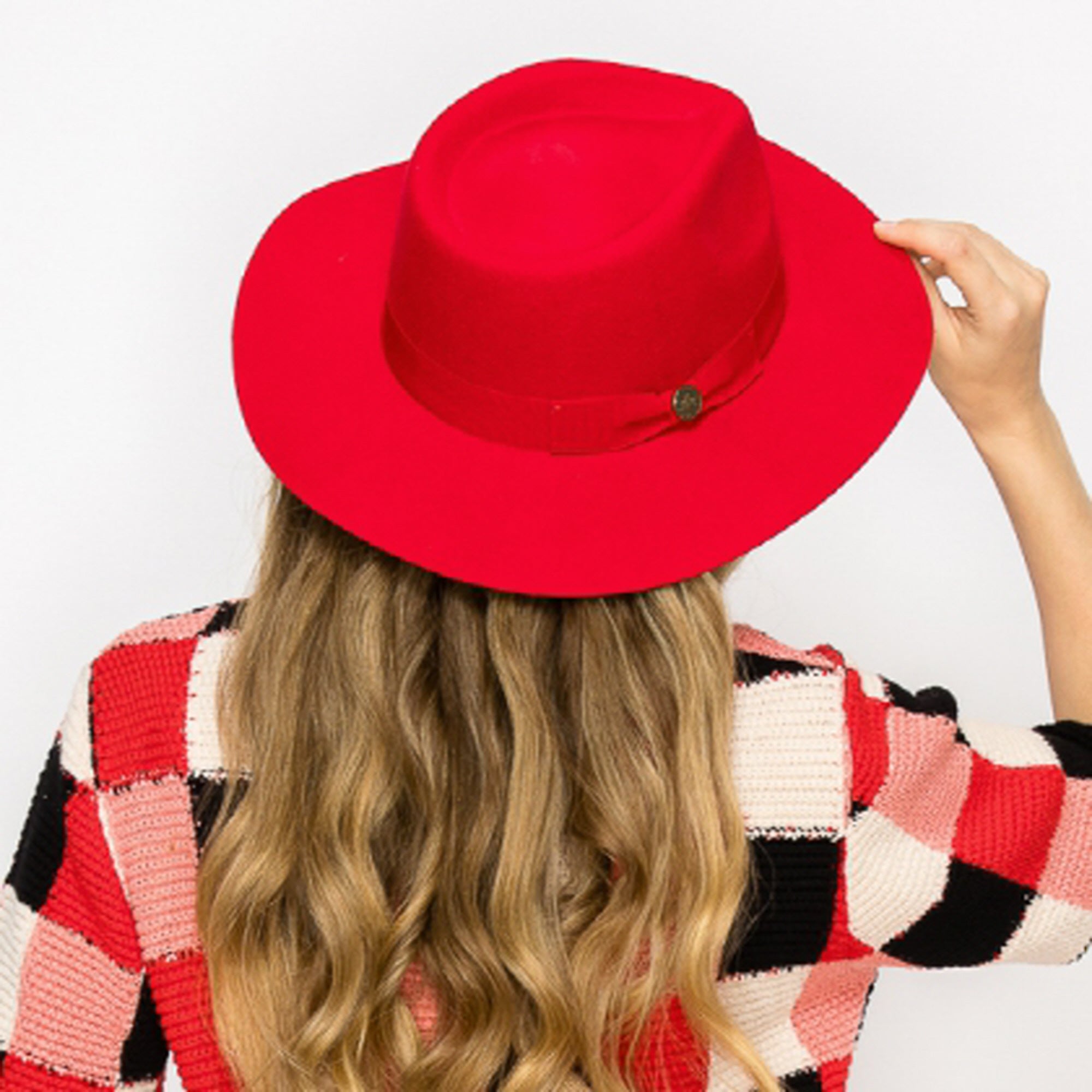 WOOL RANCHER HAT WITH GROSGRAIN RIBBONE-RED