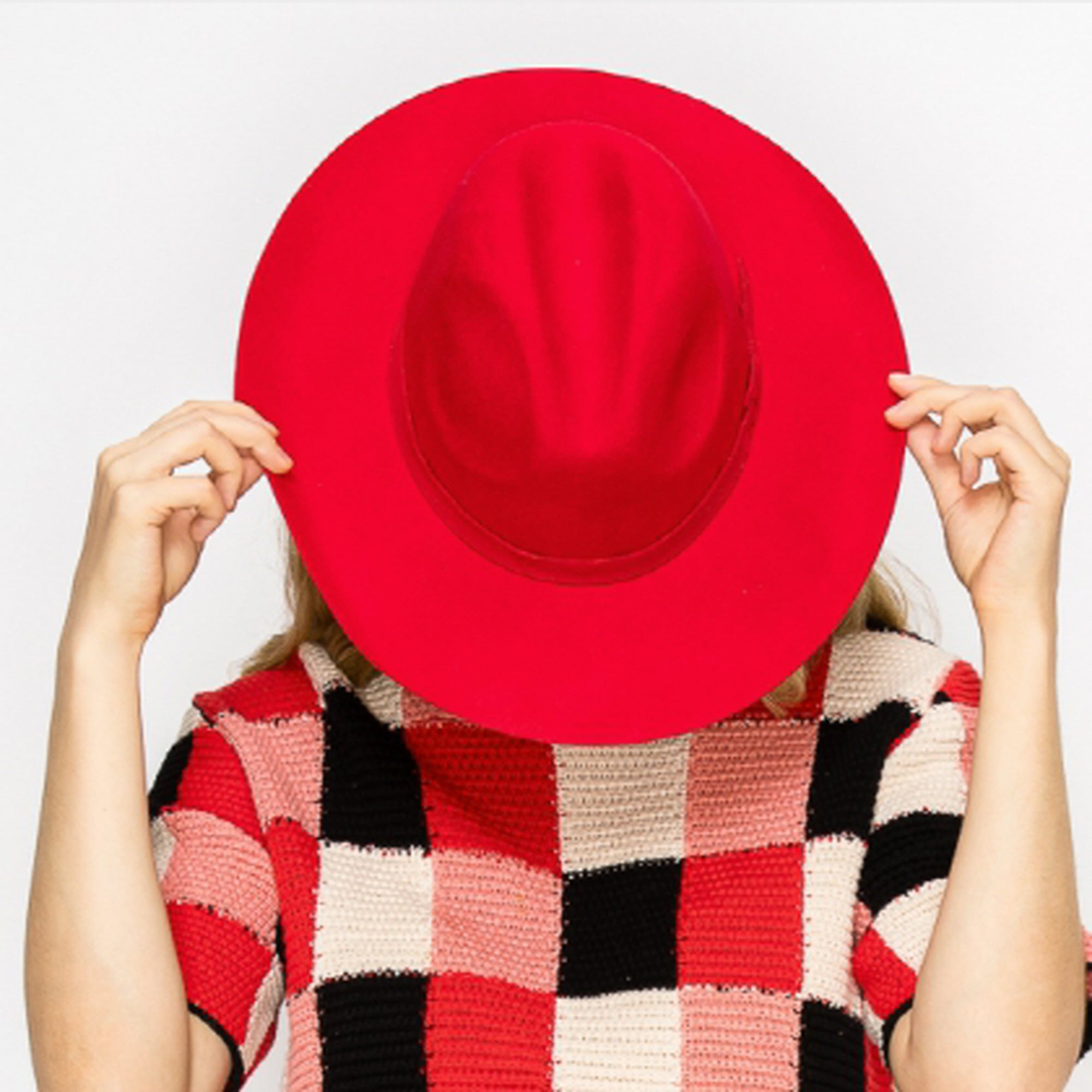 WOOL PENCIL BRIM HAT-RED