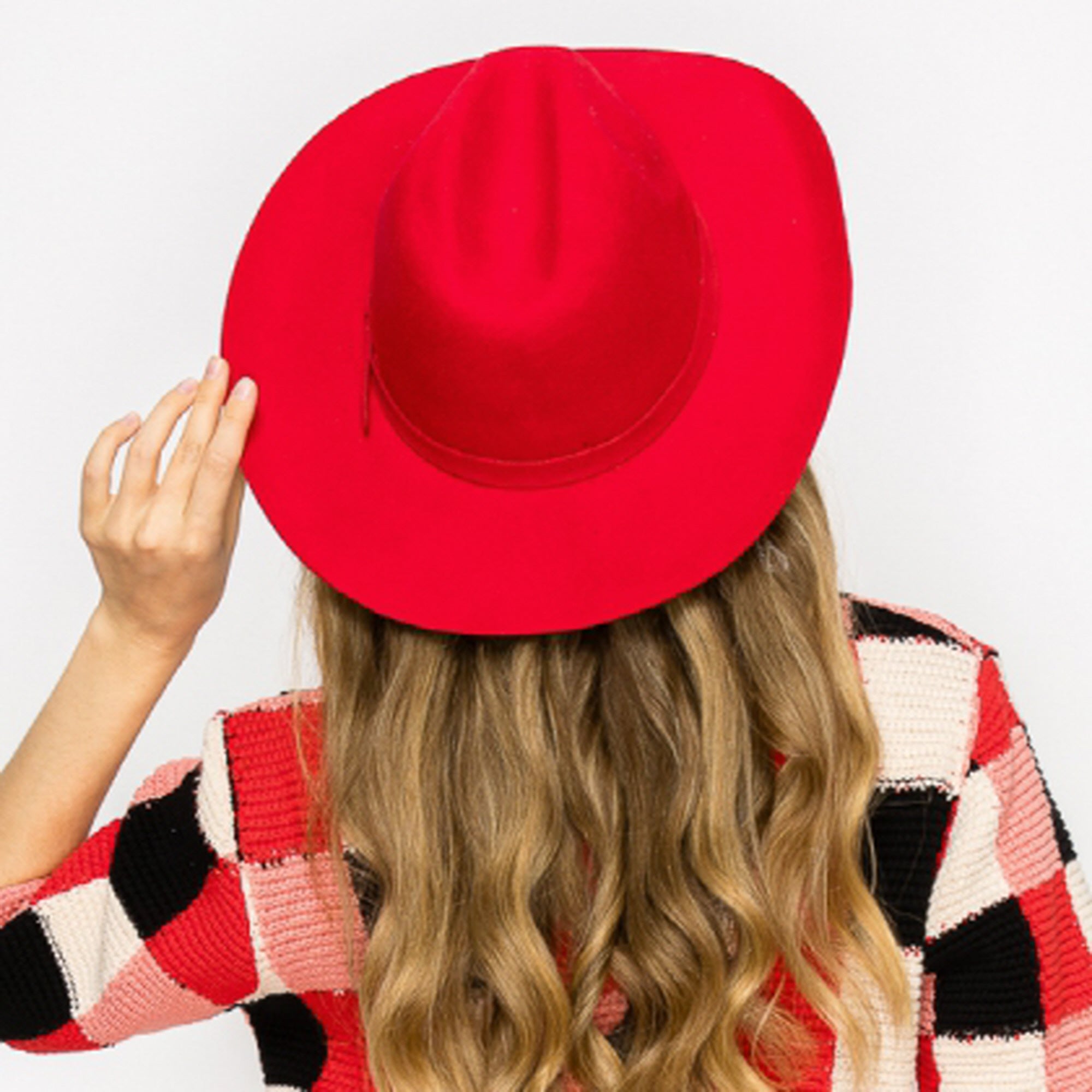 WOOL PENCIL BRIM HAT-RED