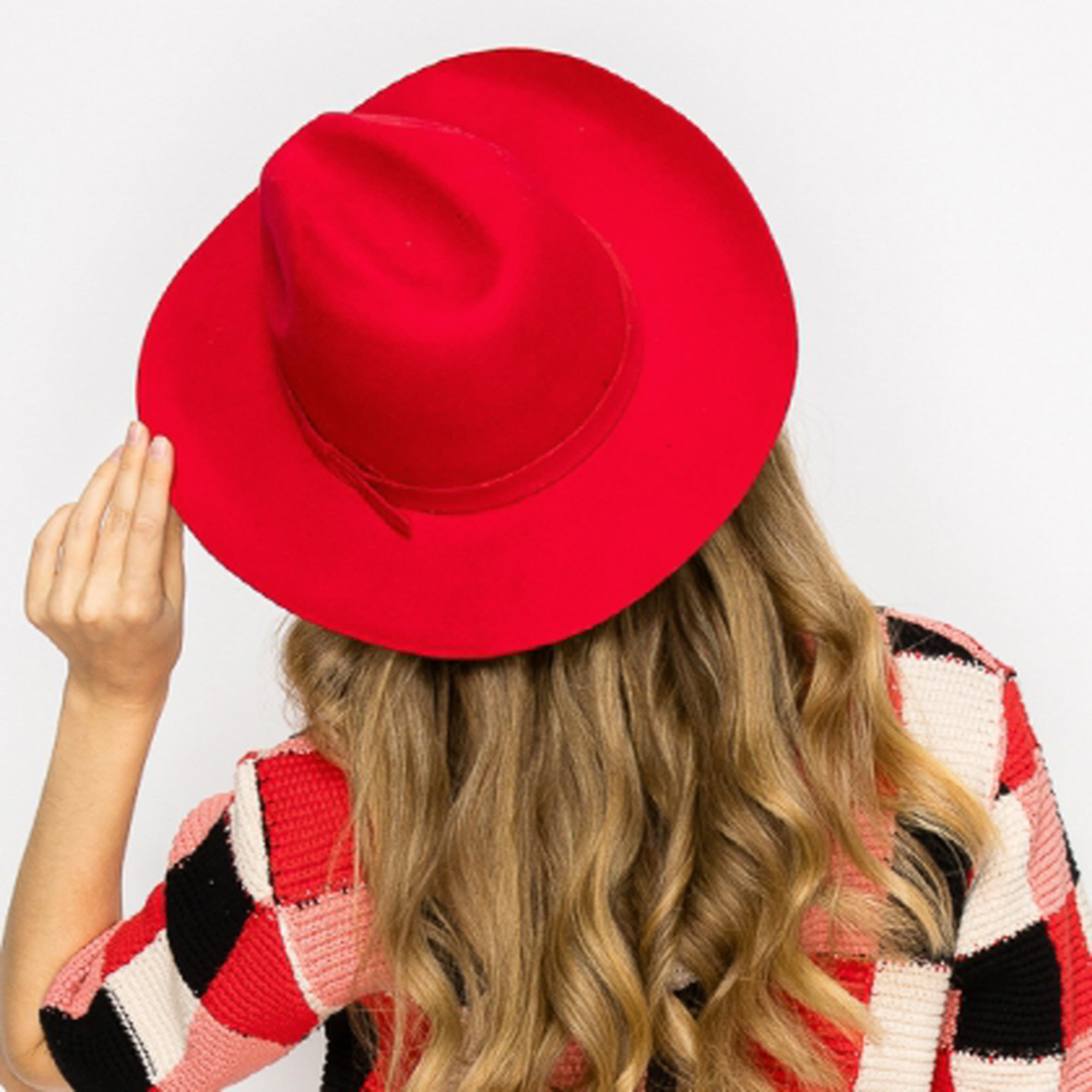 WOOL PENCIL BRIM HAT-RED