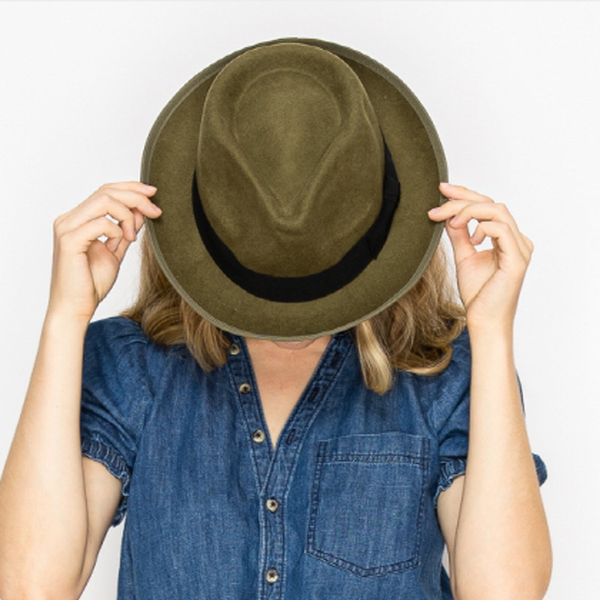 CLASSIC WOOK FEDORA WITH RIBBON-GREY