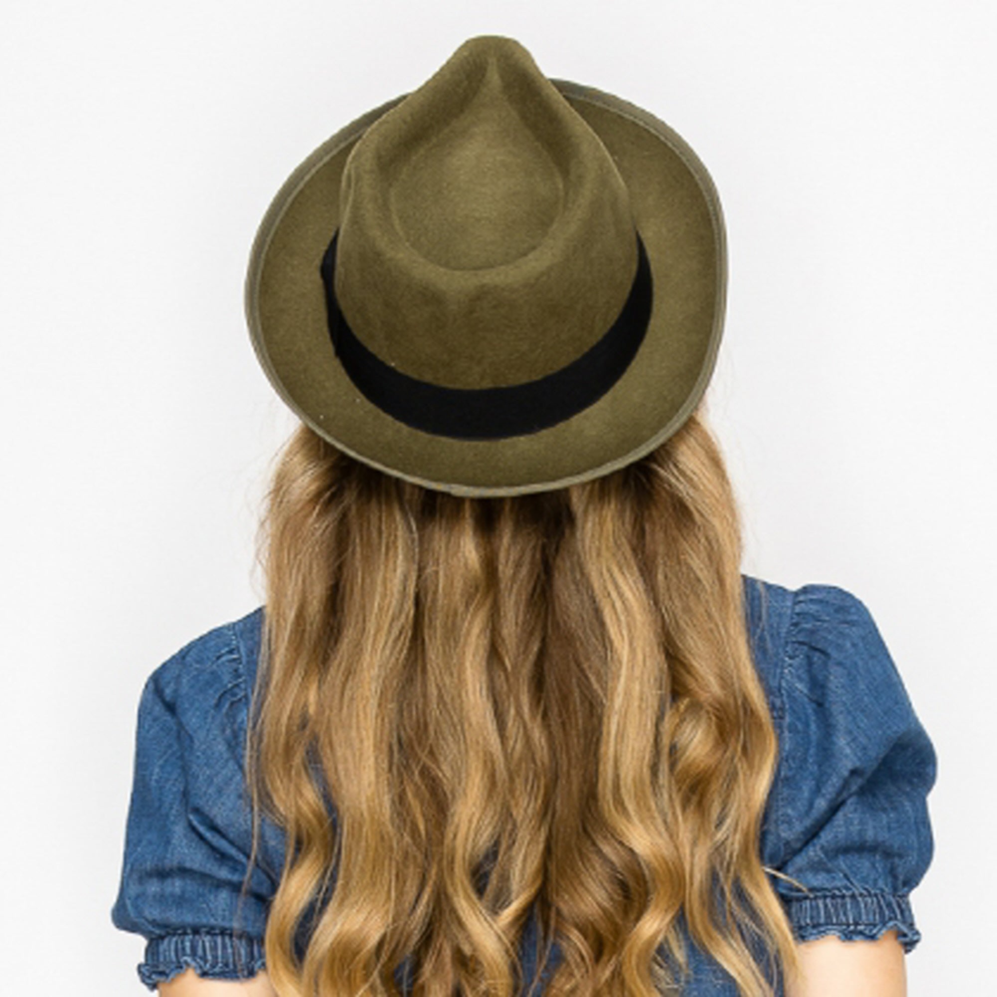 CLASSIC WOOK FEDORA WITH RIBBON-GREY