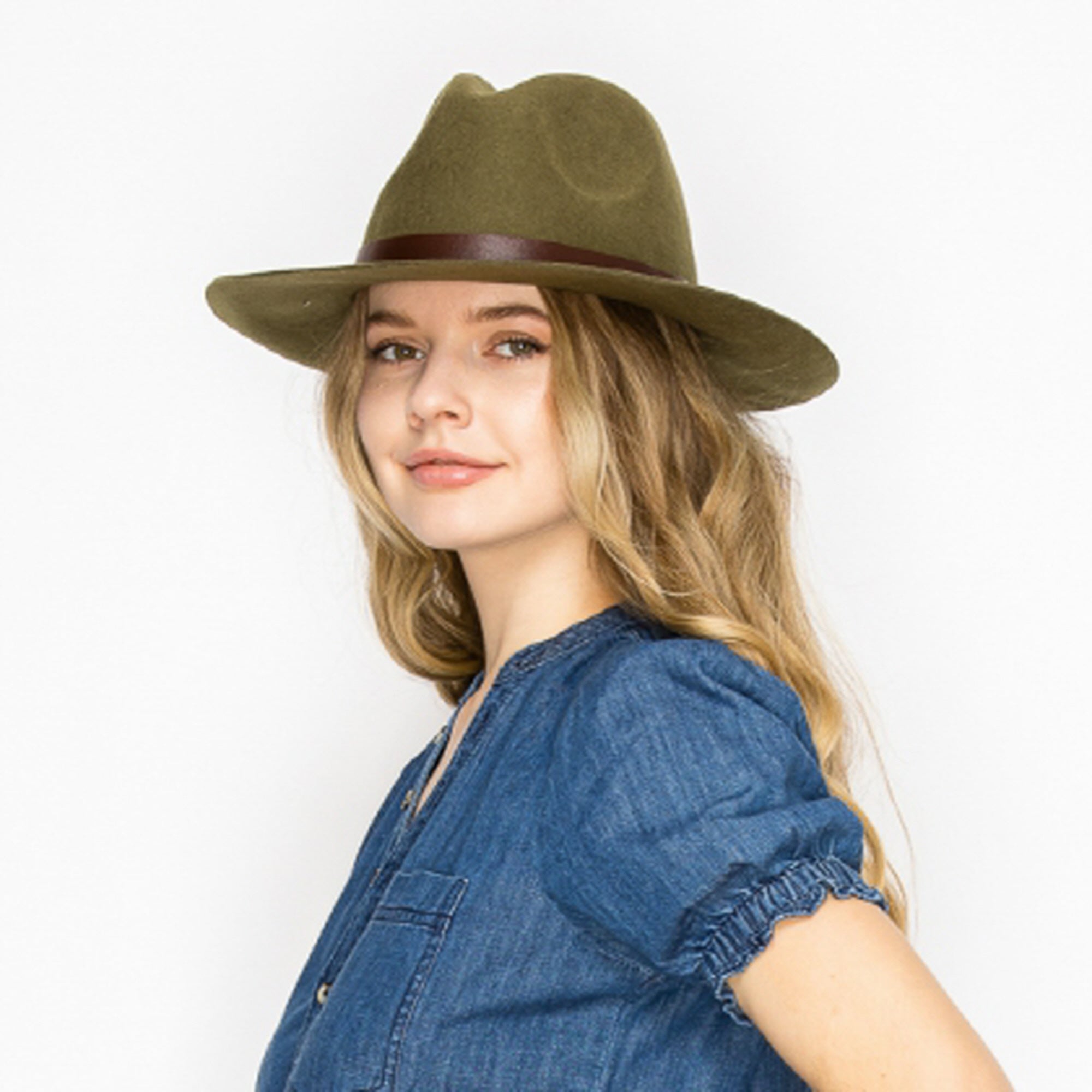 WOOL PENCIL BRIM HAT-BROWN