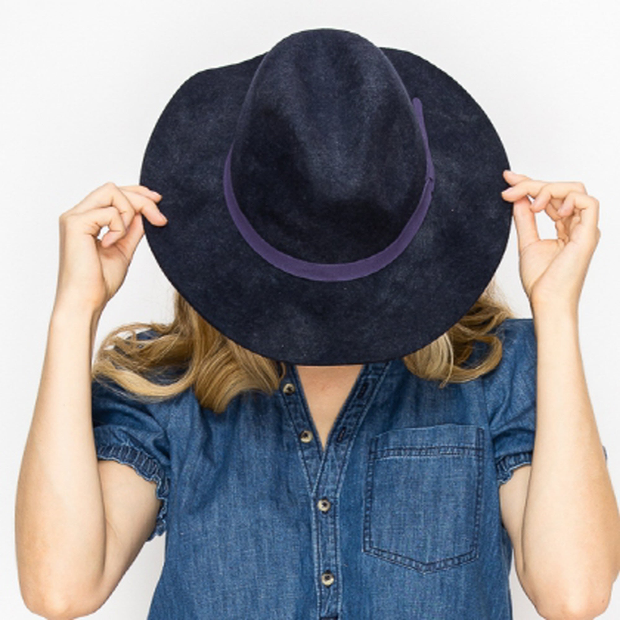 WOOL PENCIL BRIM HAT-NAVY