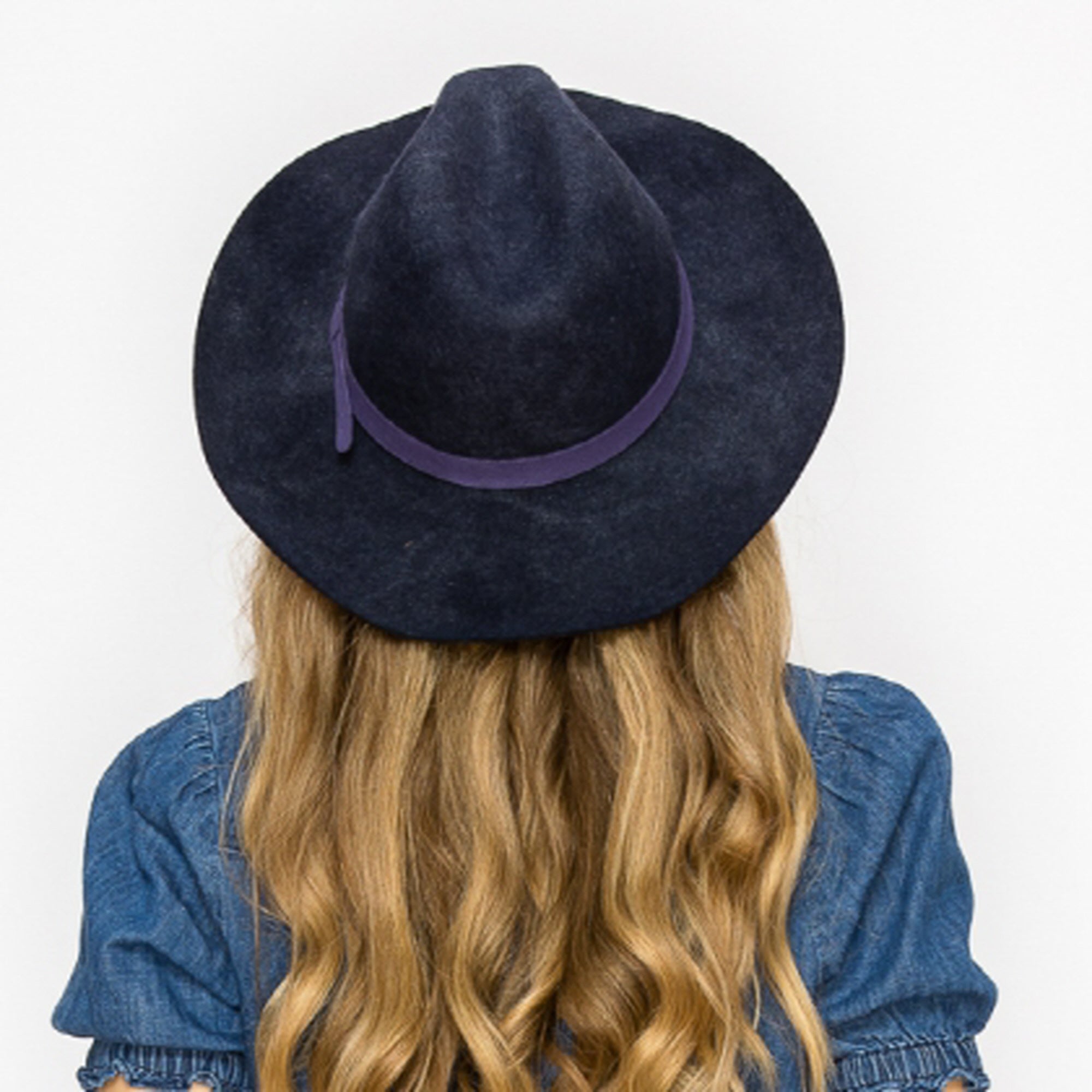 WOOL PENCIL BRIM HAT-NAVY