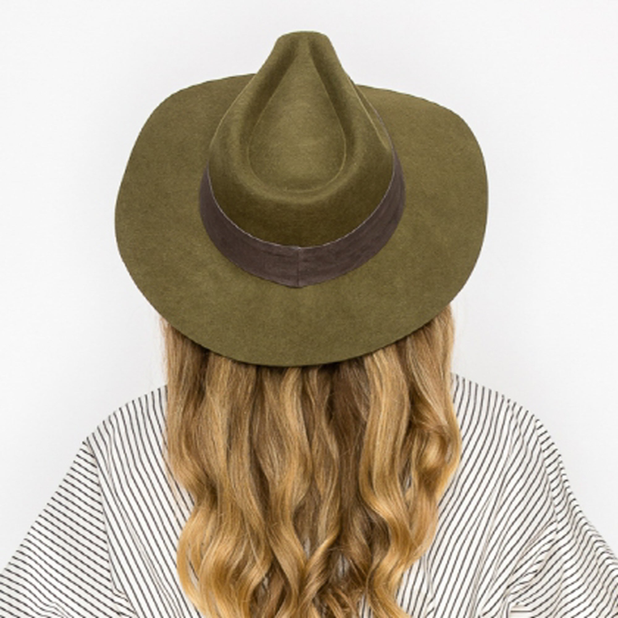 WOOL RANCHER HAT WITH VELVET BAND-OLIVE