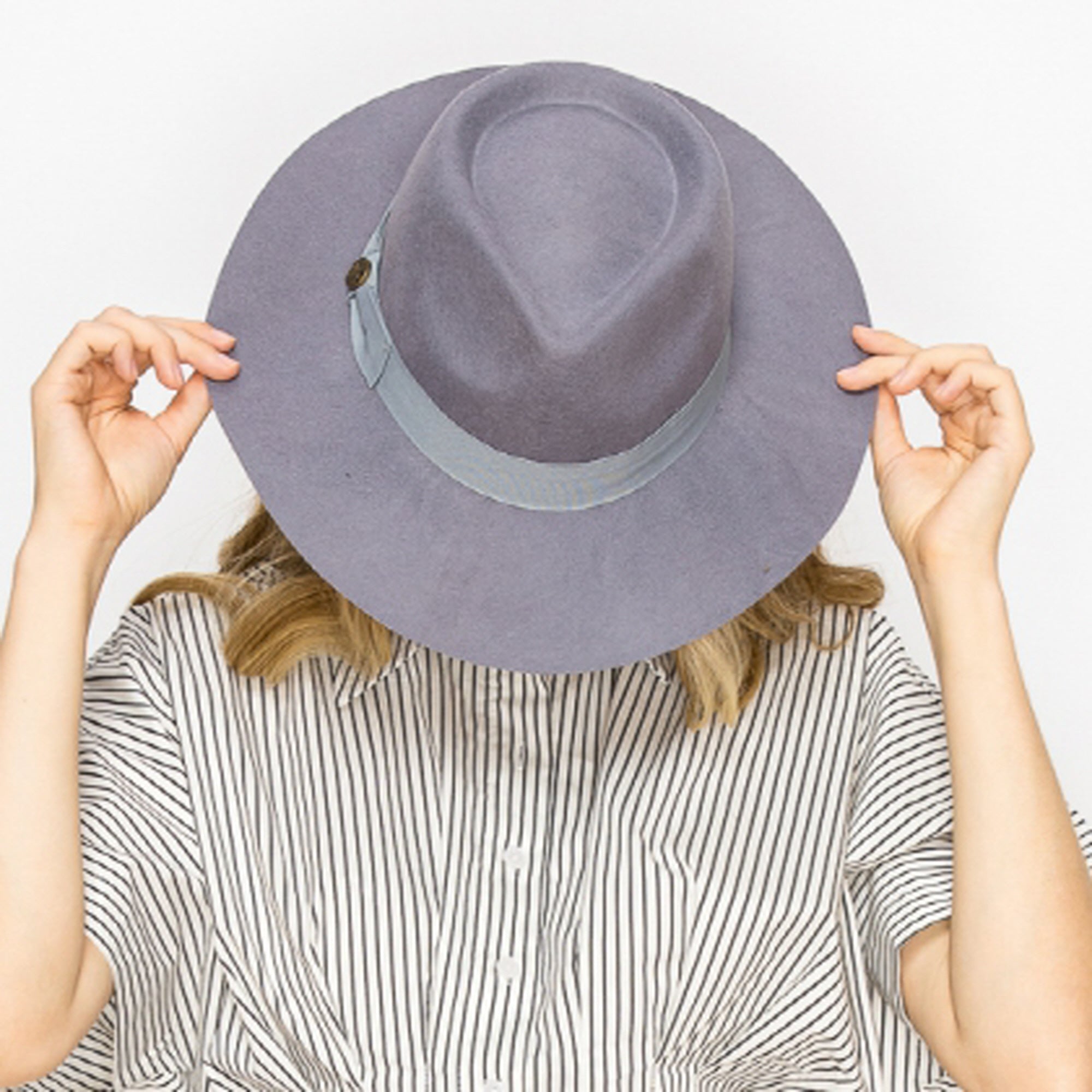 WOOL RANCHER HAT WITH GROSGRAIN RIBBONE-GREY