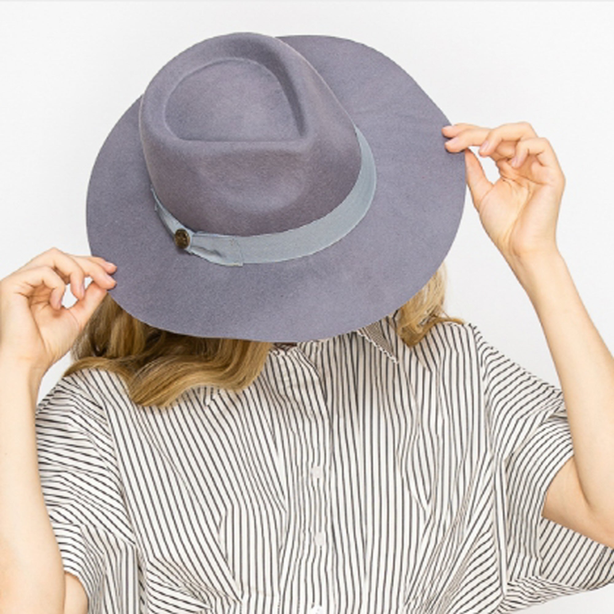 WOOL RANCHER HAT WITH GROSGRAIN RIBBONE-GREY