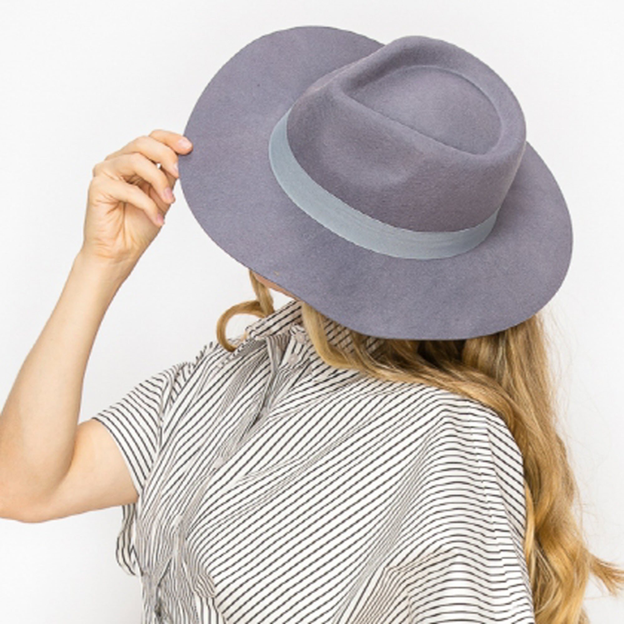 WOOL RANCHER HAT WITH GROSGRAIN RIBBONE-GREY