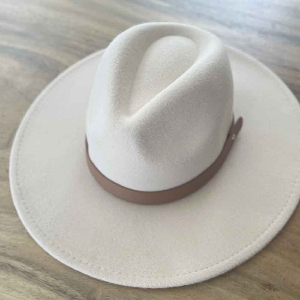 VEGAN FELT FEDORA  W/ LEATHER BELT