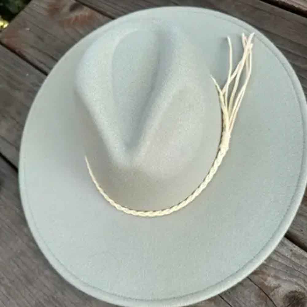 VEGAN FELT FEDORA HAT WITH SUEDE BRAID TUSSLE