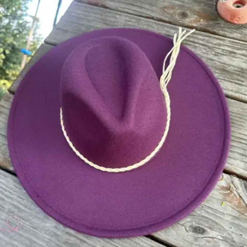 VEGAN FELT FEDORA HAT WITH SUEDE BRAID TUSSLE