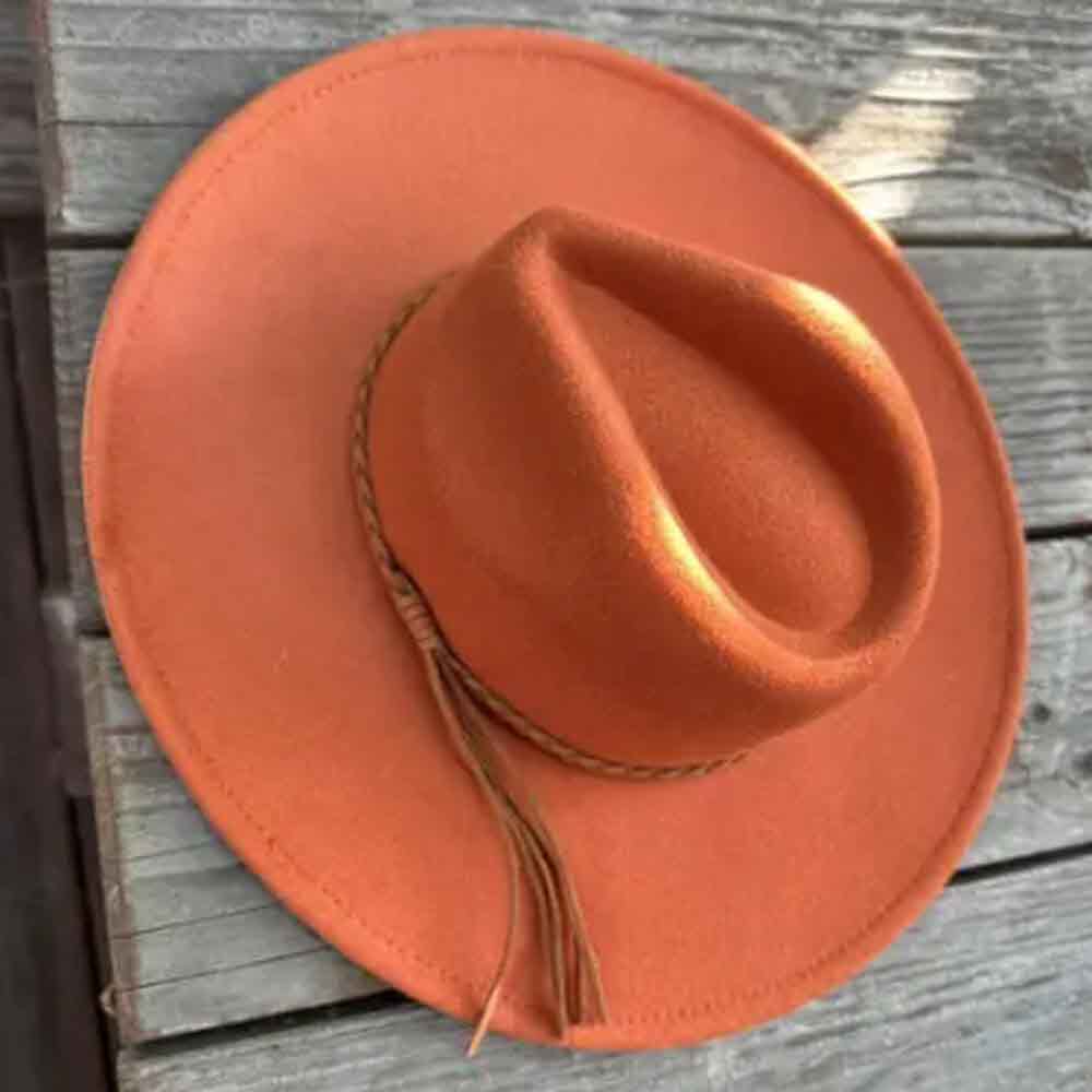 VEGAN FELT FEDORA W/ BRAID TUSSLE