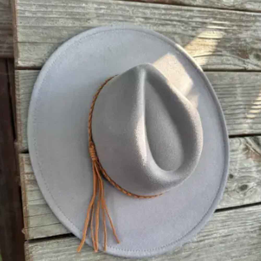 VEGAN FELT FEDORA W/ BRAID TUSSLE