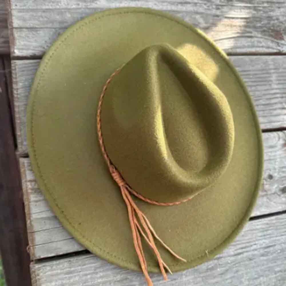 VEGAN FELT FEDORA W/ BRAID TUSSLE