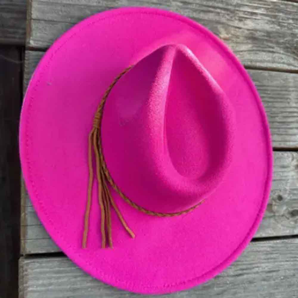 VEGAN FELT FEDORA W/ BRAID TUSSLE