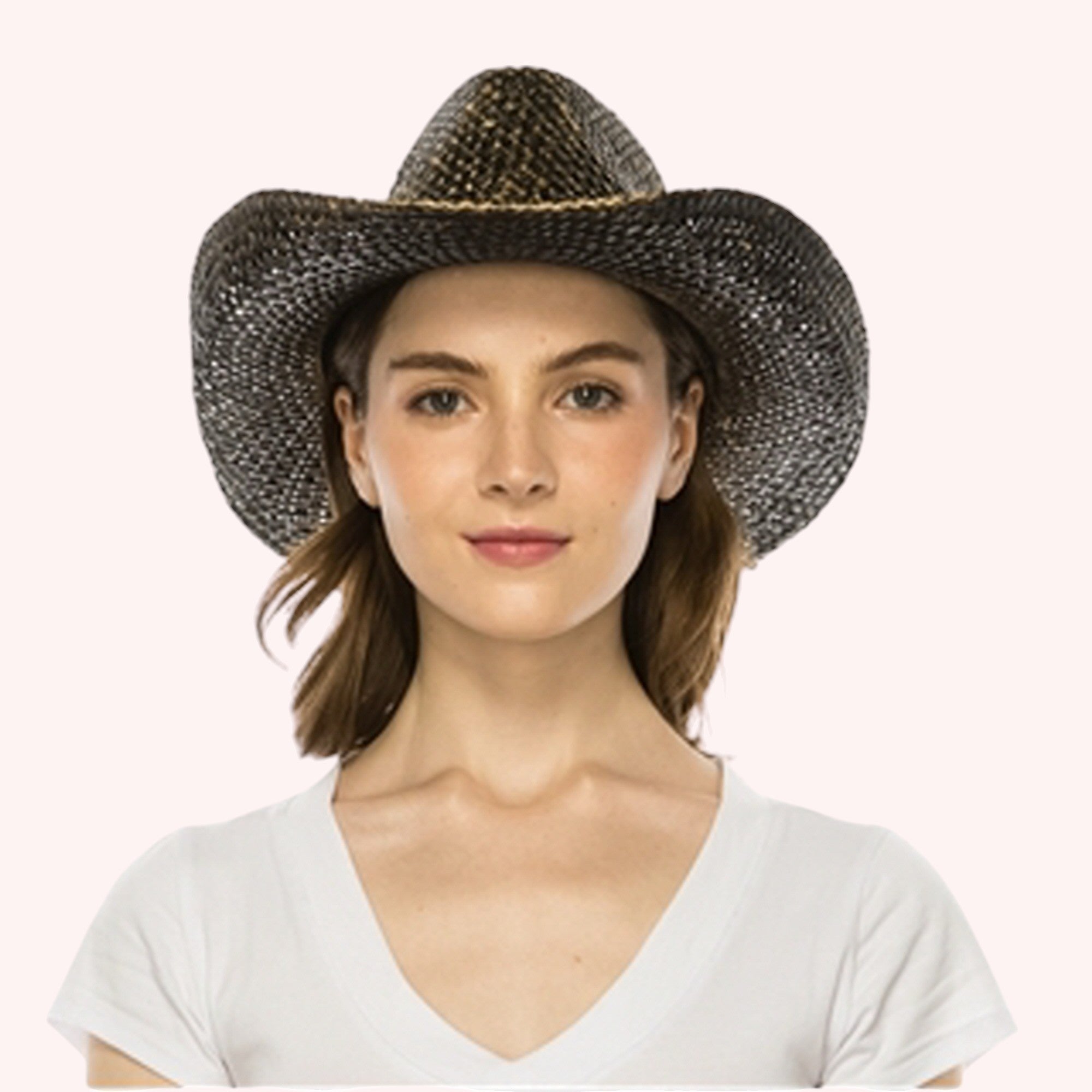 Black Stain Straw Cowboy Hat