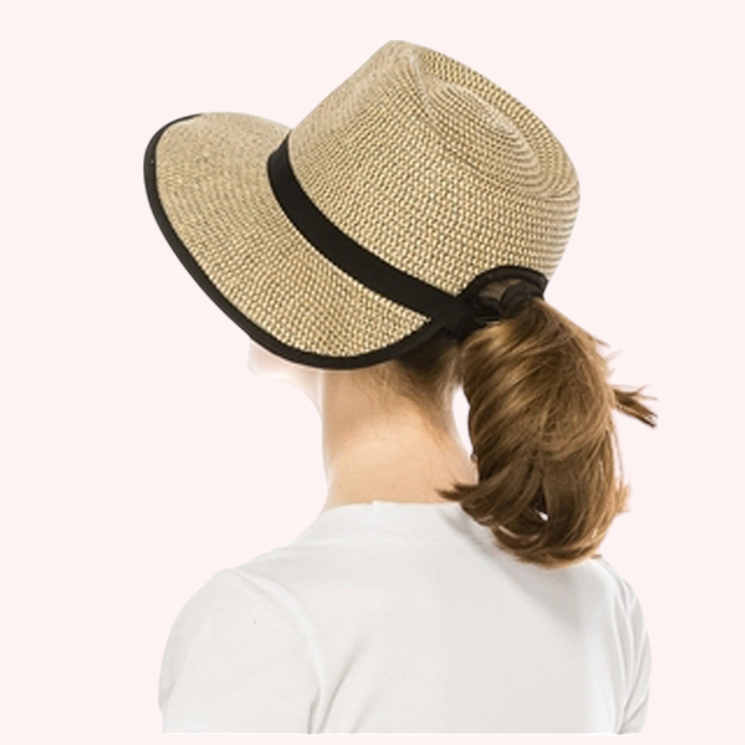 Ponytail Straw Fedora Hat