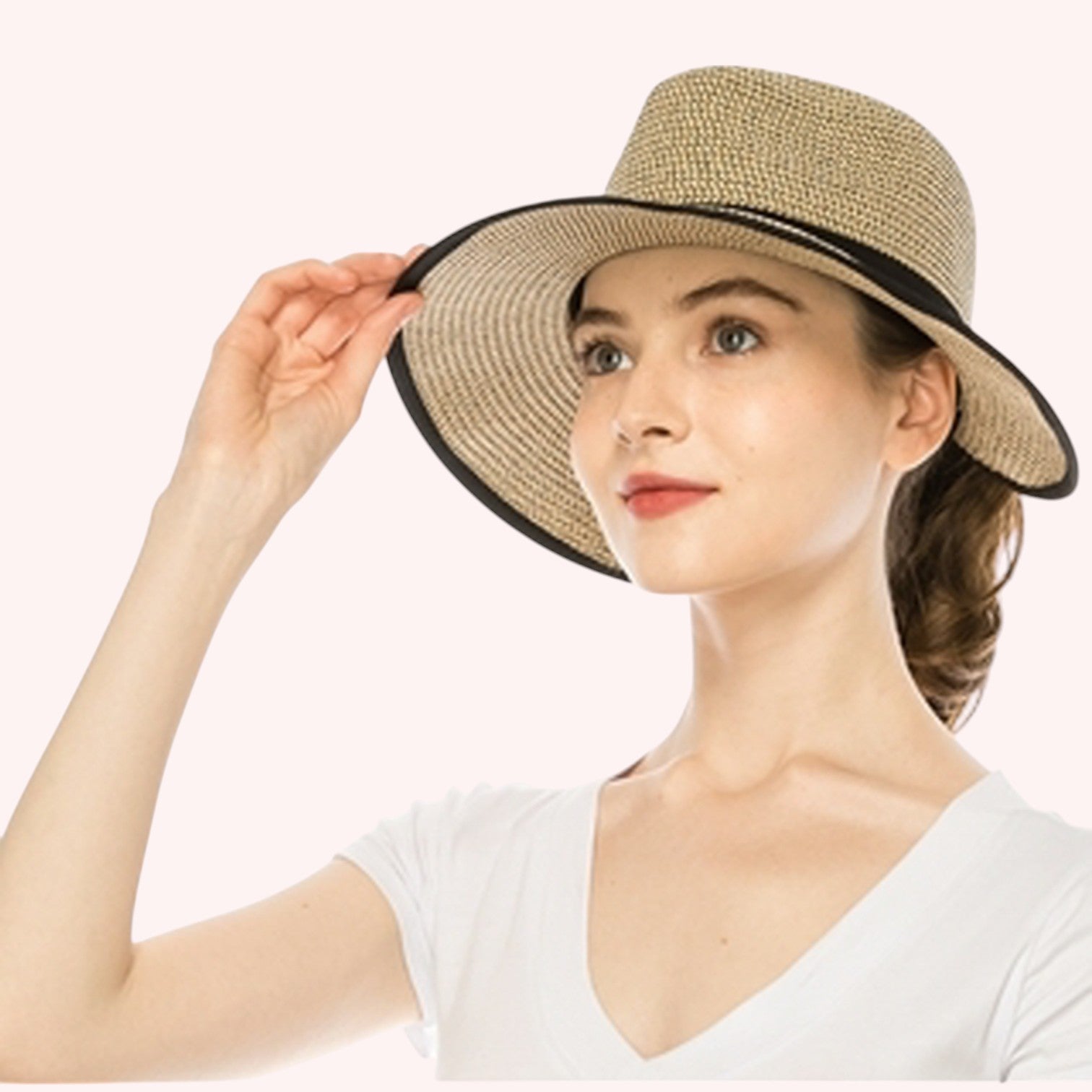 Ponytail Straw Fedora Hat