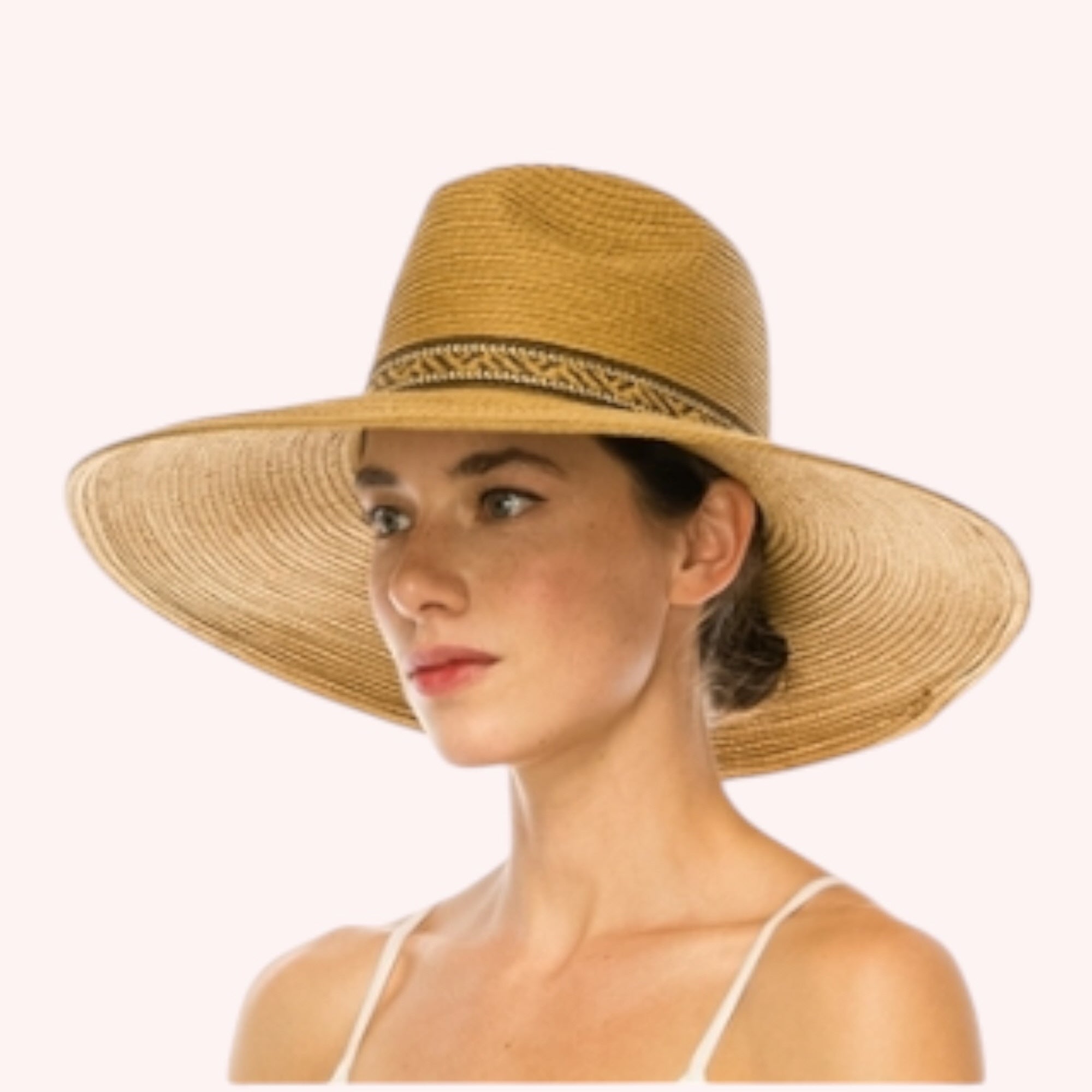 Large Brim Safari Sun Hat - Tribal Band