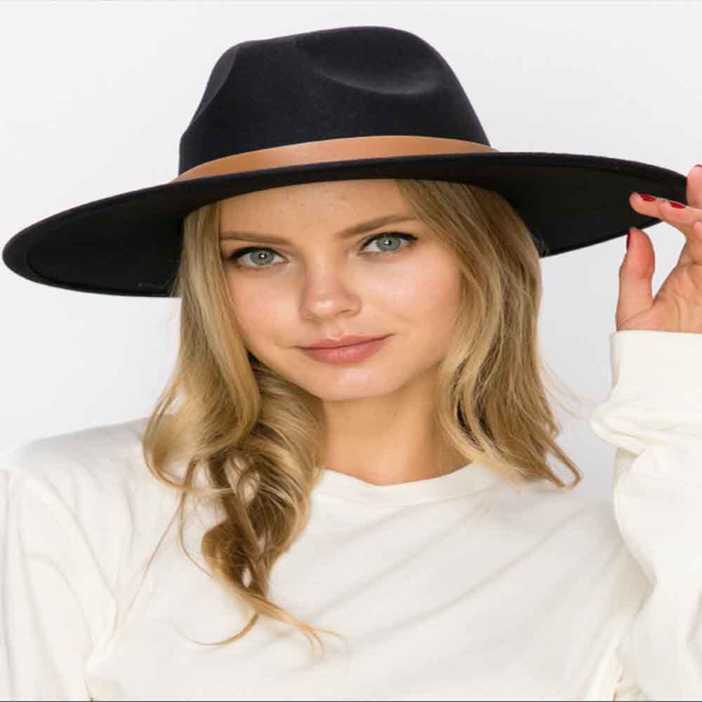 VEGAN FELT FEDORA  W/ LEATHER BELT