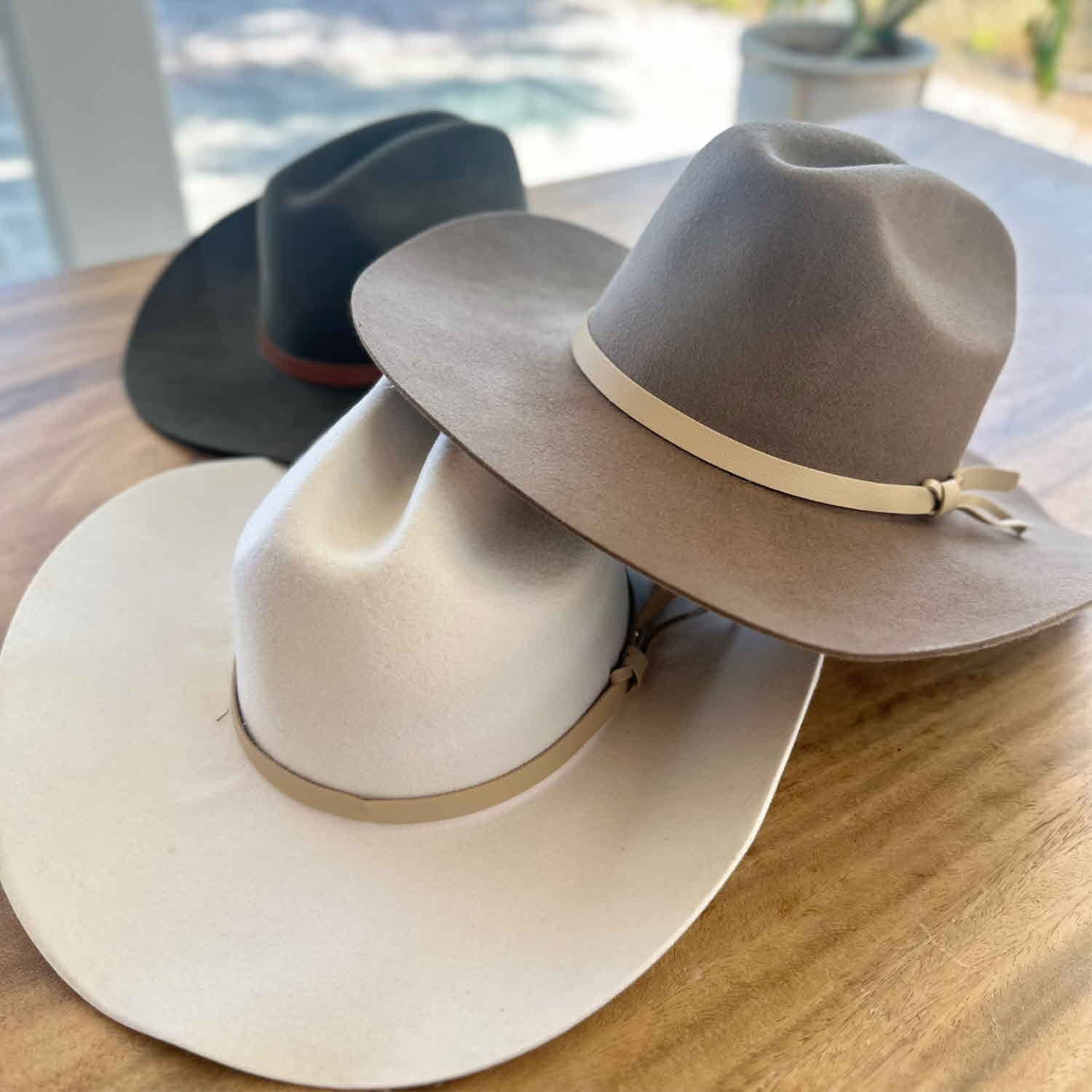 WOOL CATTLEMAN COWBOY WESTERN  HAT W/ LEATHER BELT
