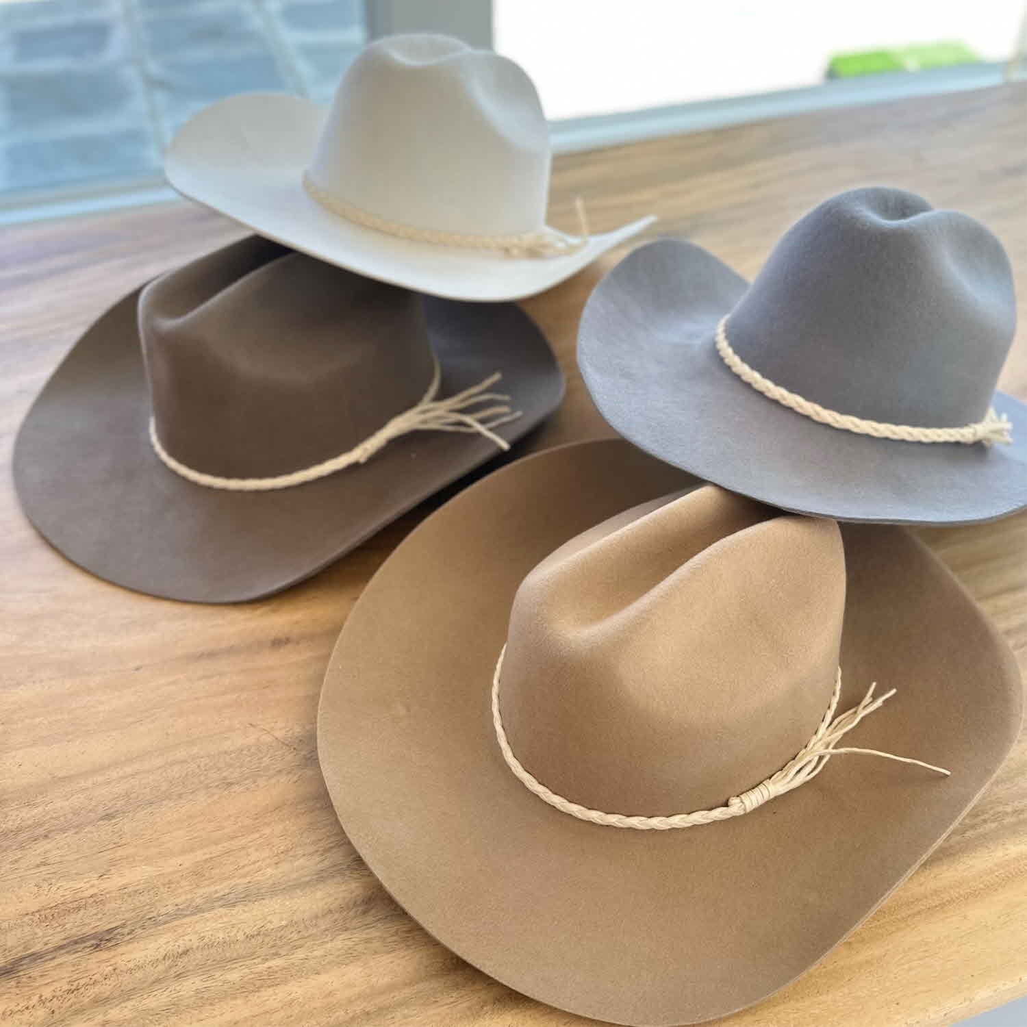 WOOL CATTLEMAN COWBOY WESTERN  HAT W/ SUEDE BELT