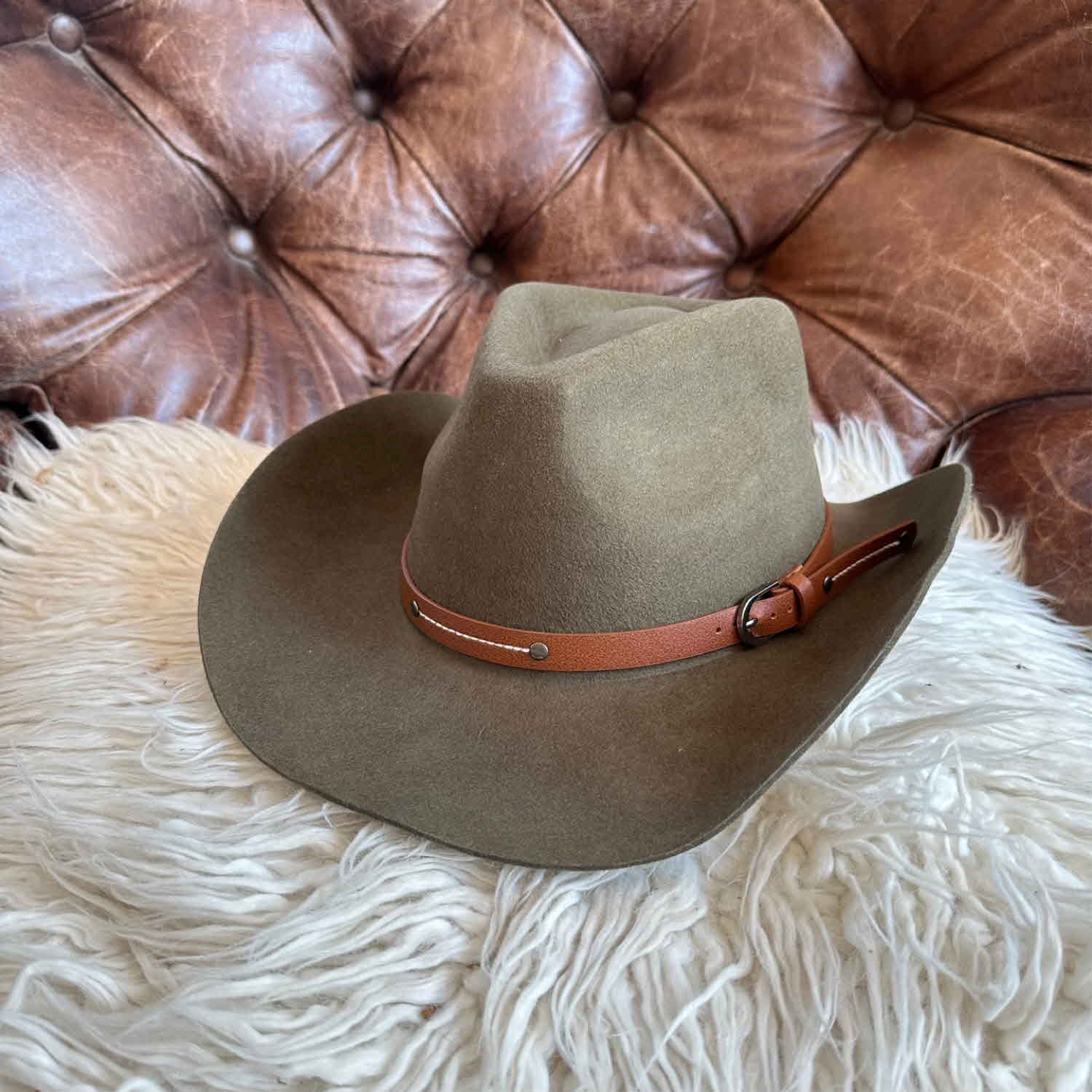 WOOL RANCHER COWBOY HAT W/ LEATHER BELT