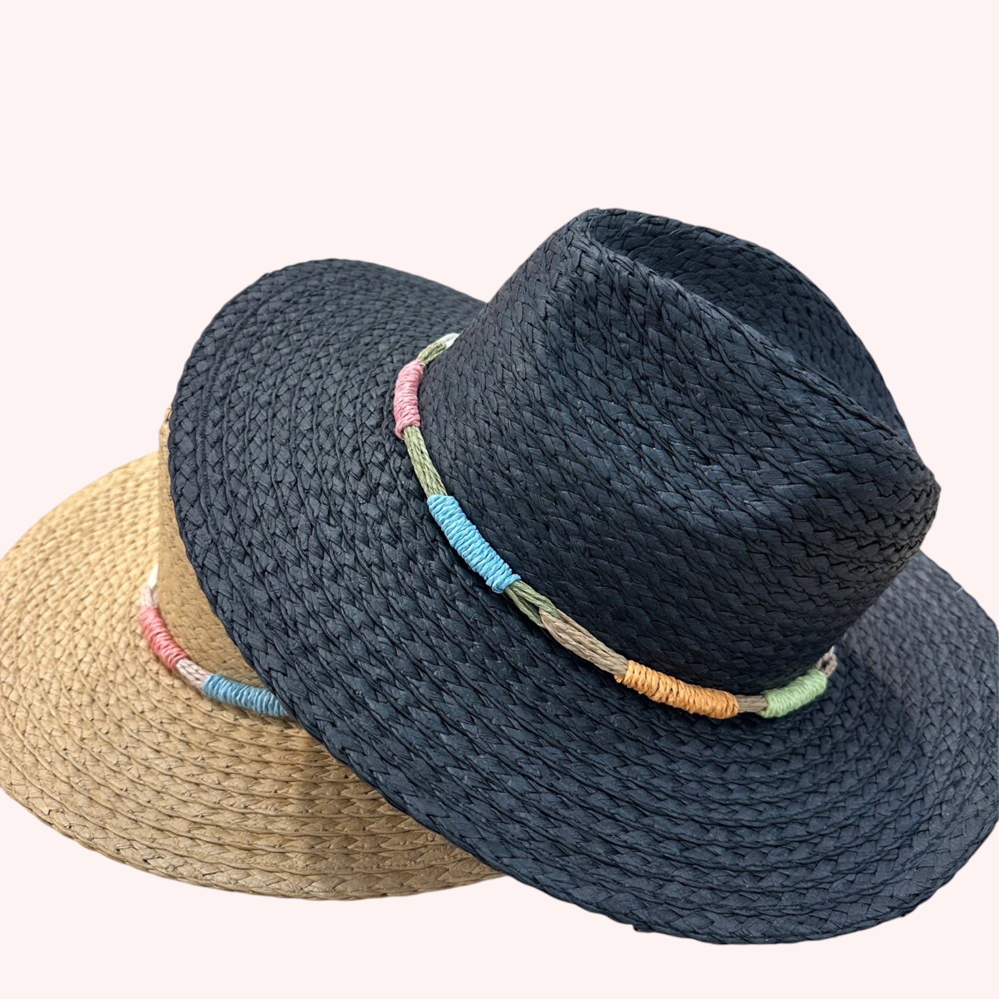 MULTI COLOR STRAW BAND STRAW HAT
