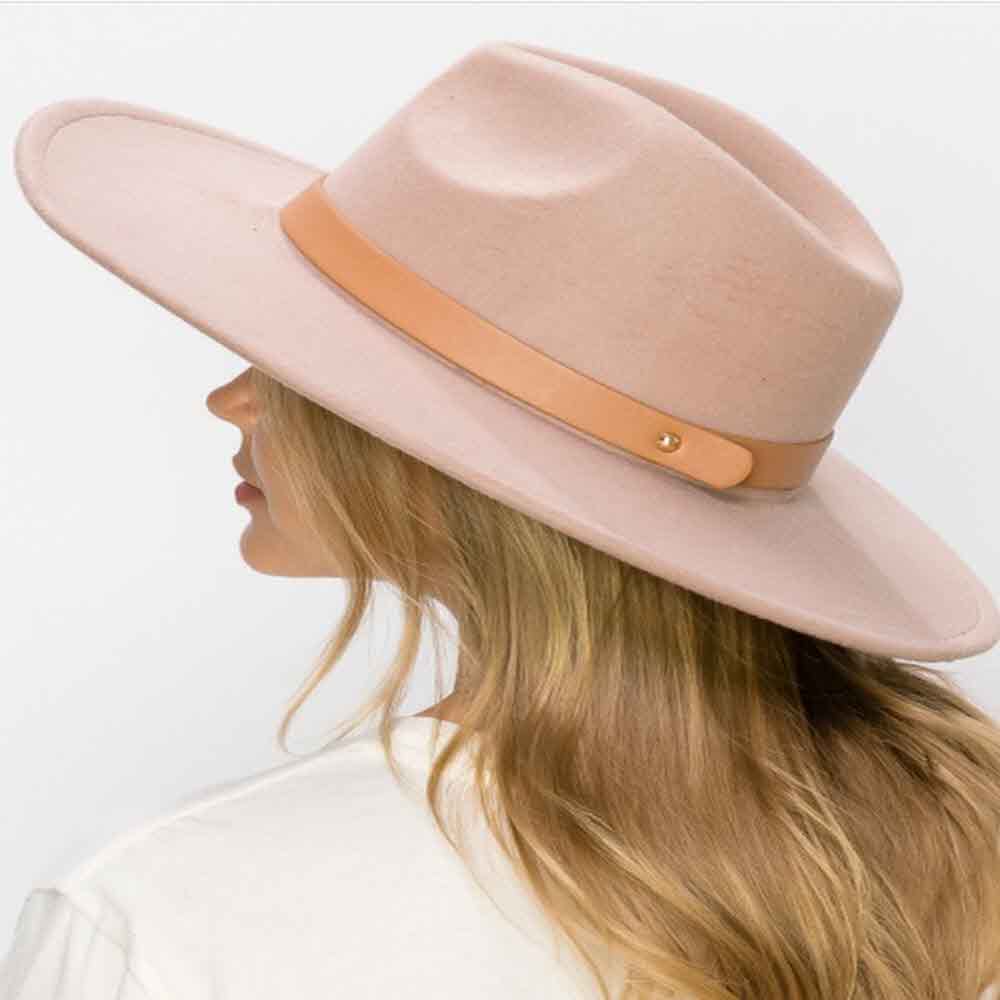 VEGAN FELT FEDORA  W/ LEATHER BELT