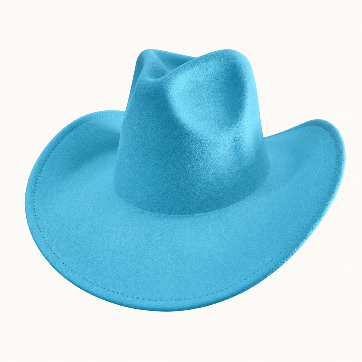 Vegan Felt Cowboy Hat with Braided Suede Belt in Camel