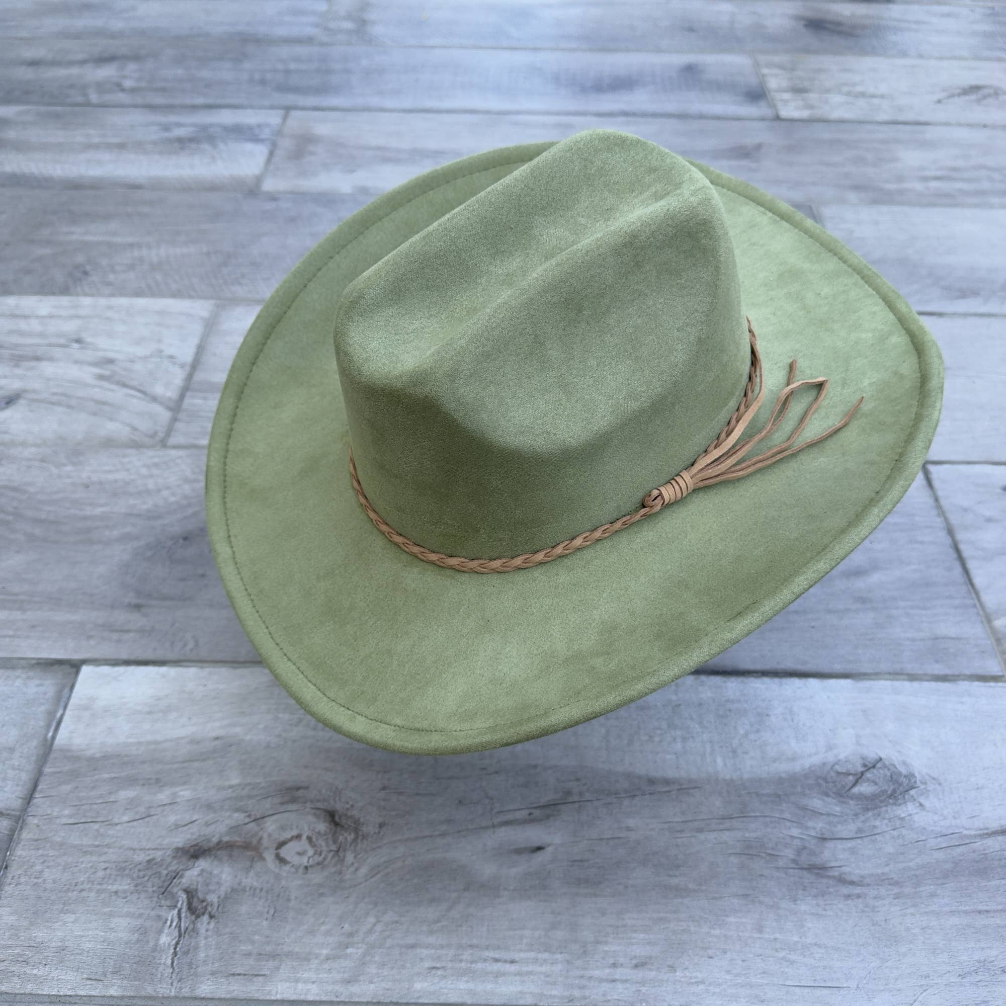 Vegan Suede Cattleman Cowboy Hat with Suede Hat Band
