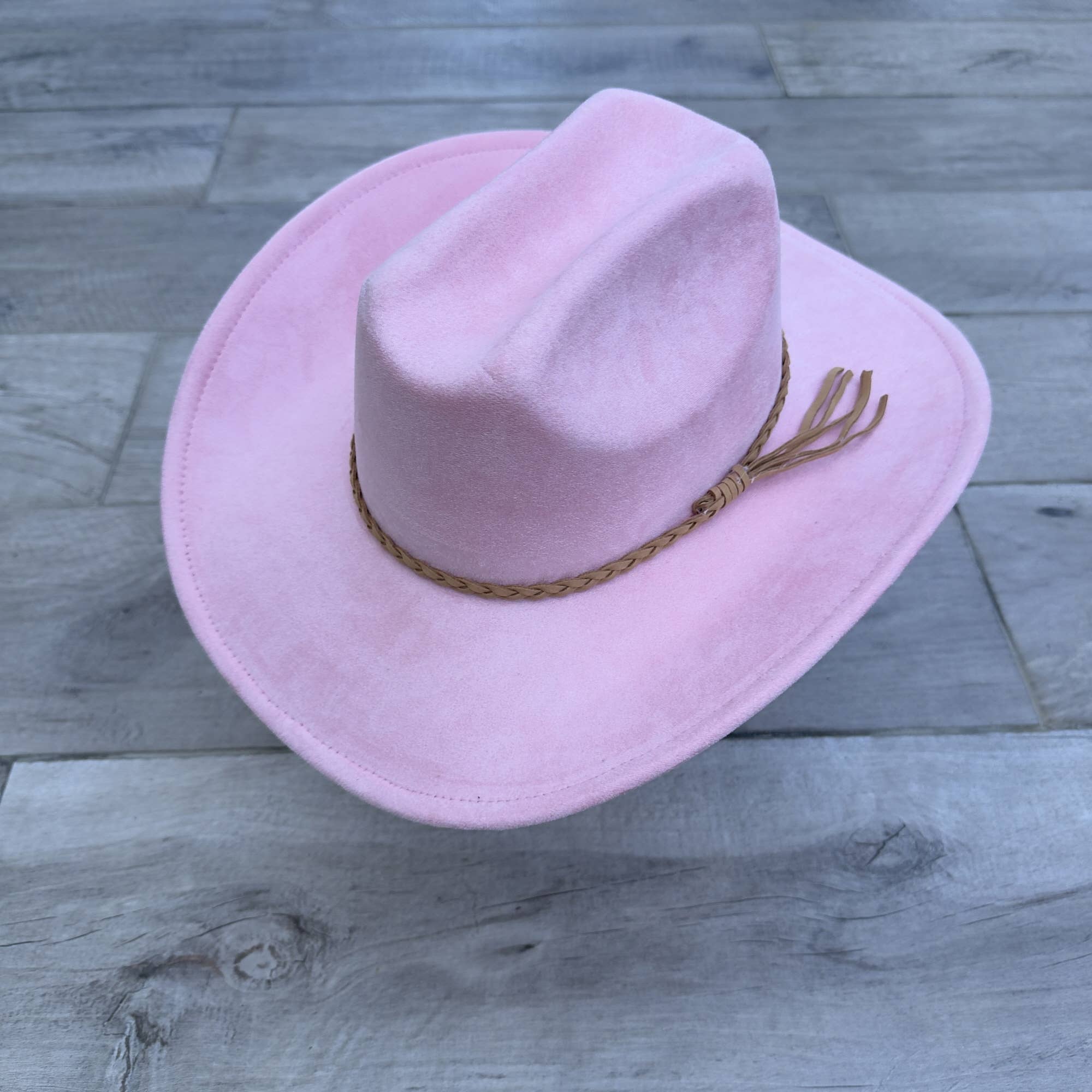 Vegan Suede Cattleman Cowboy Hat with Suede Hat Band