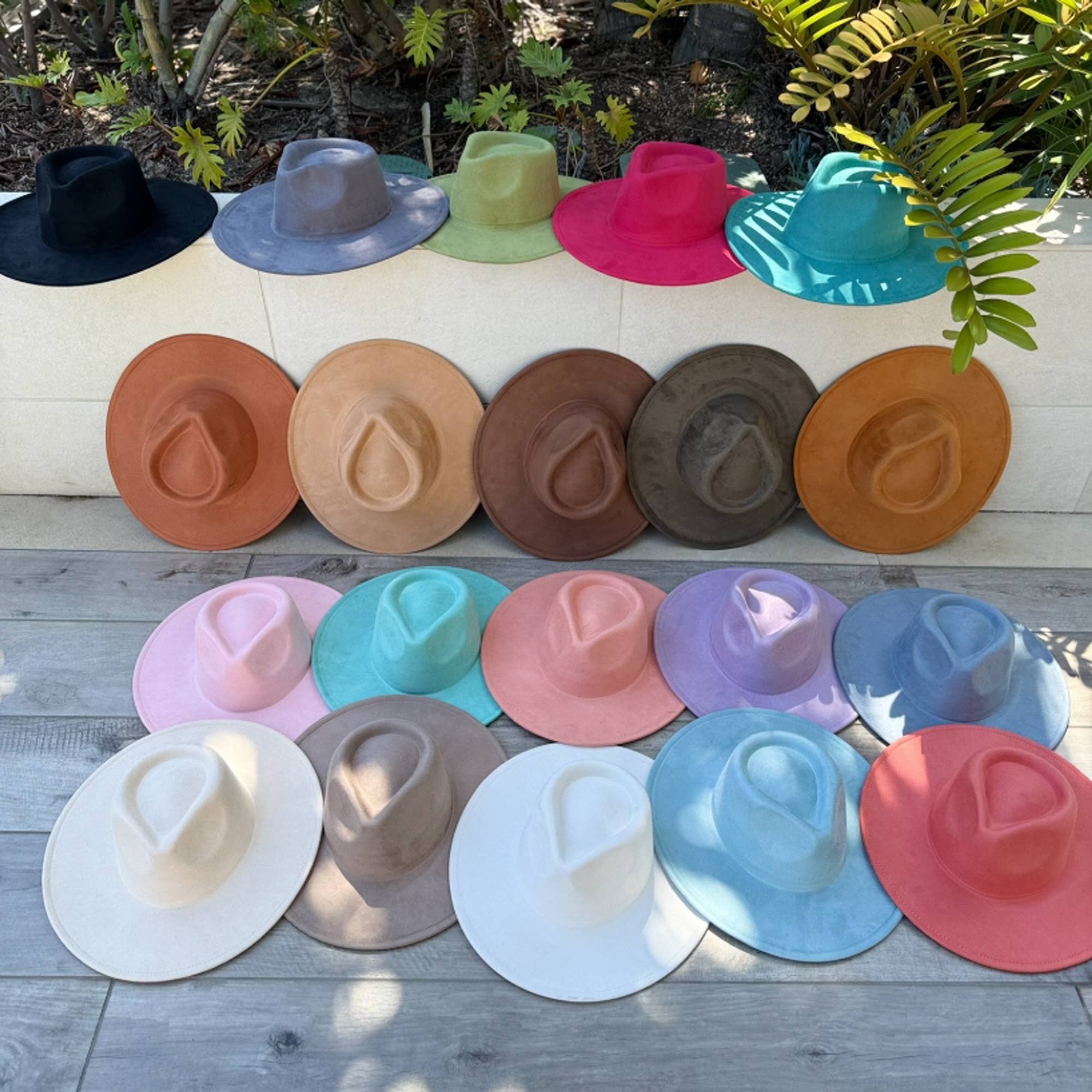 Vegan Suede Wide Brim Rancher Hat – Structured Flat Brim