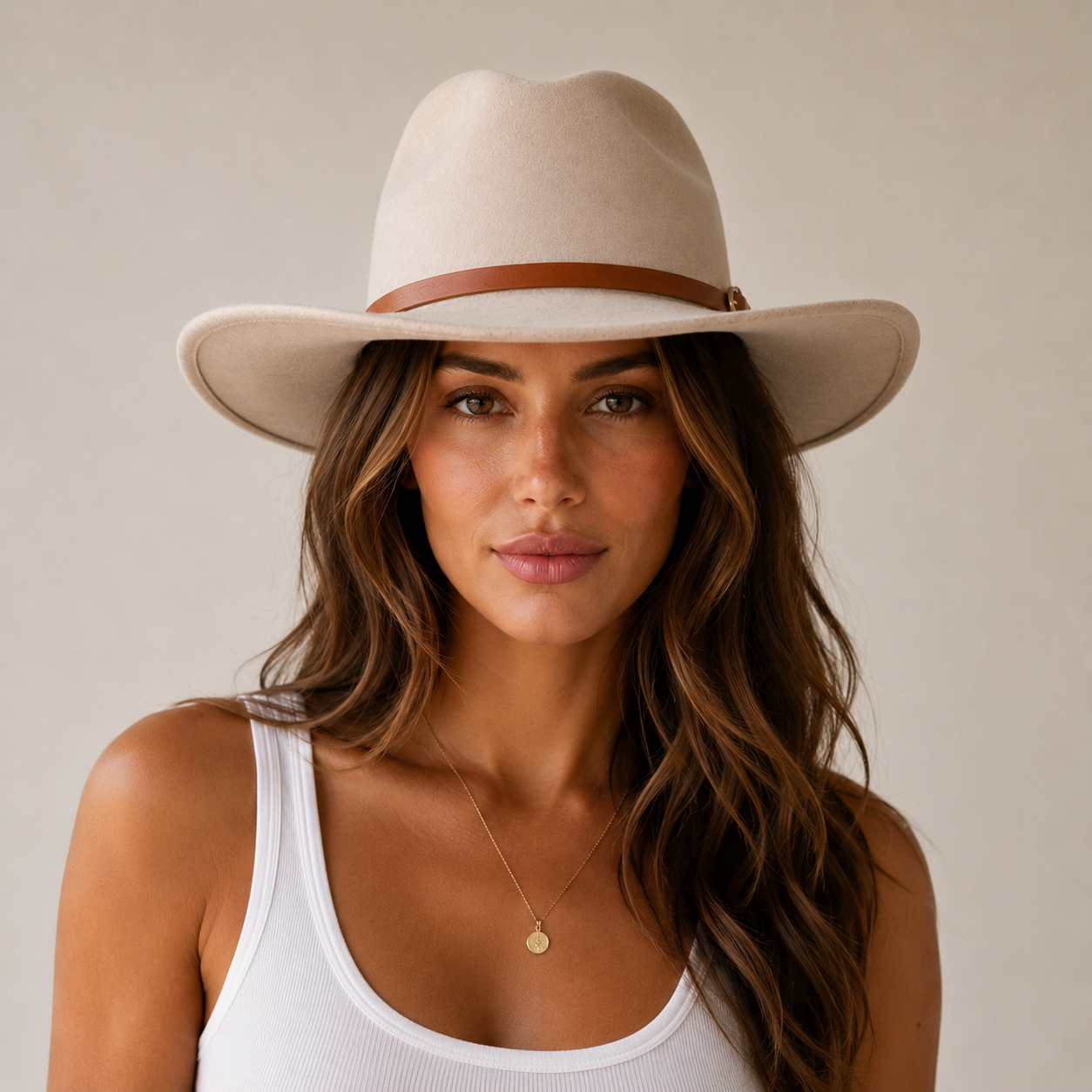 Western Faux Leather Hat Band with Gold Double-Ring Buckle
