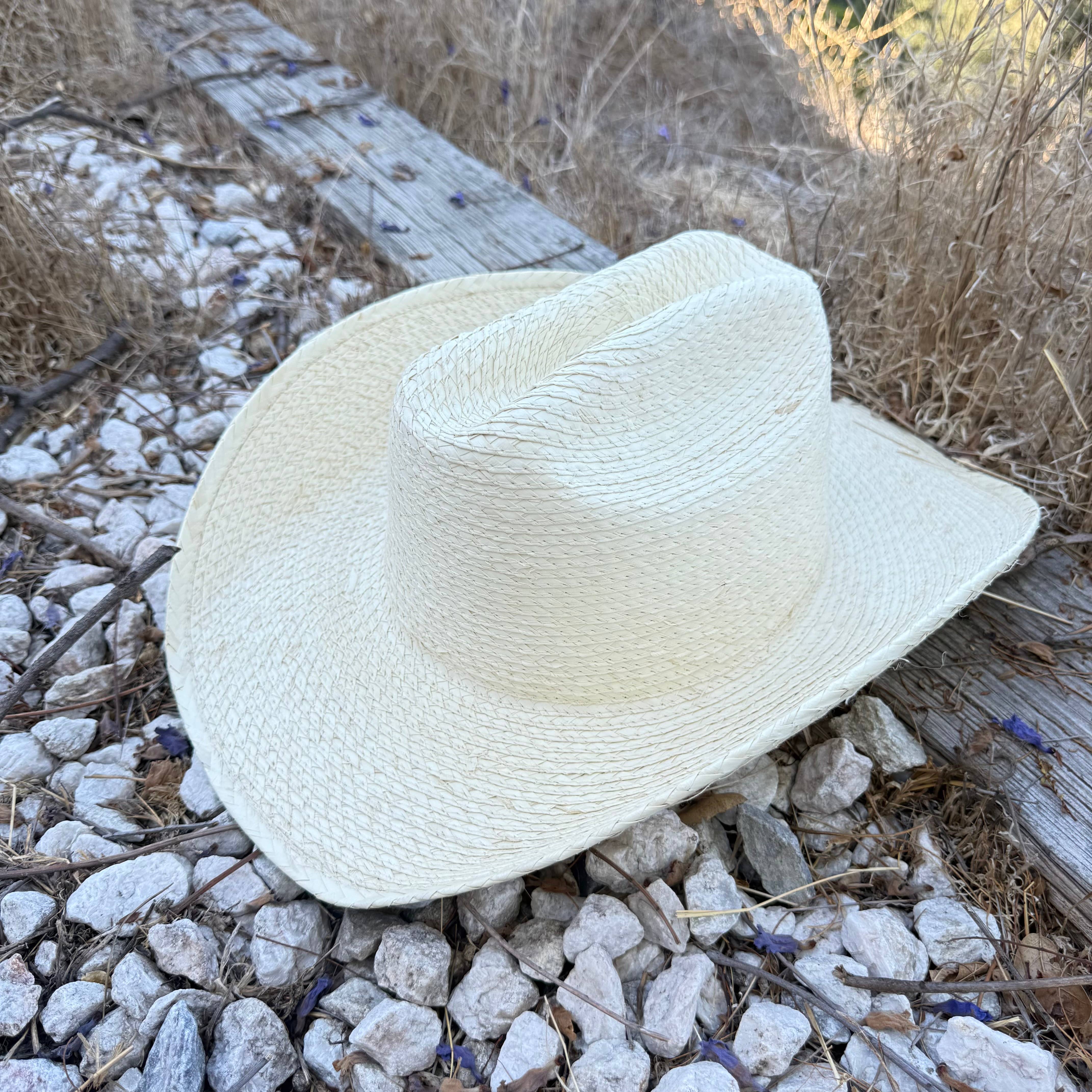 Natural Palm Leaf Cowboy Hat with Braided Band