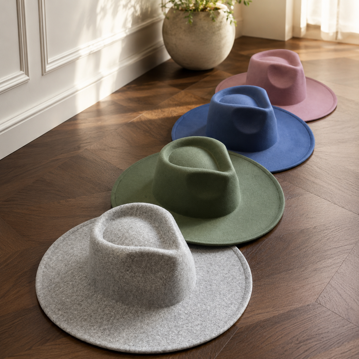 Vegan Felt Wide Brim Rancher Hat in Faux Felt