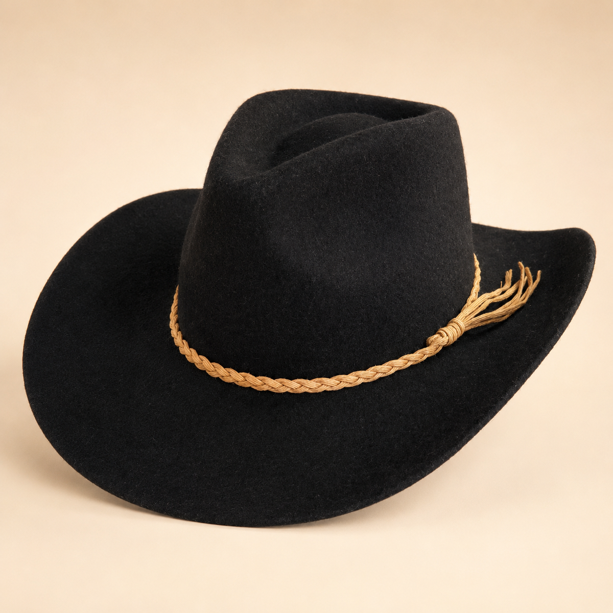 Australian Wool Stiff Brim Cowboy Hat with Suede Braid