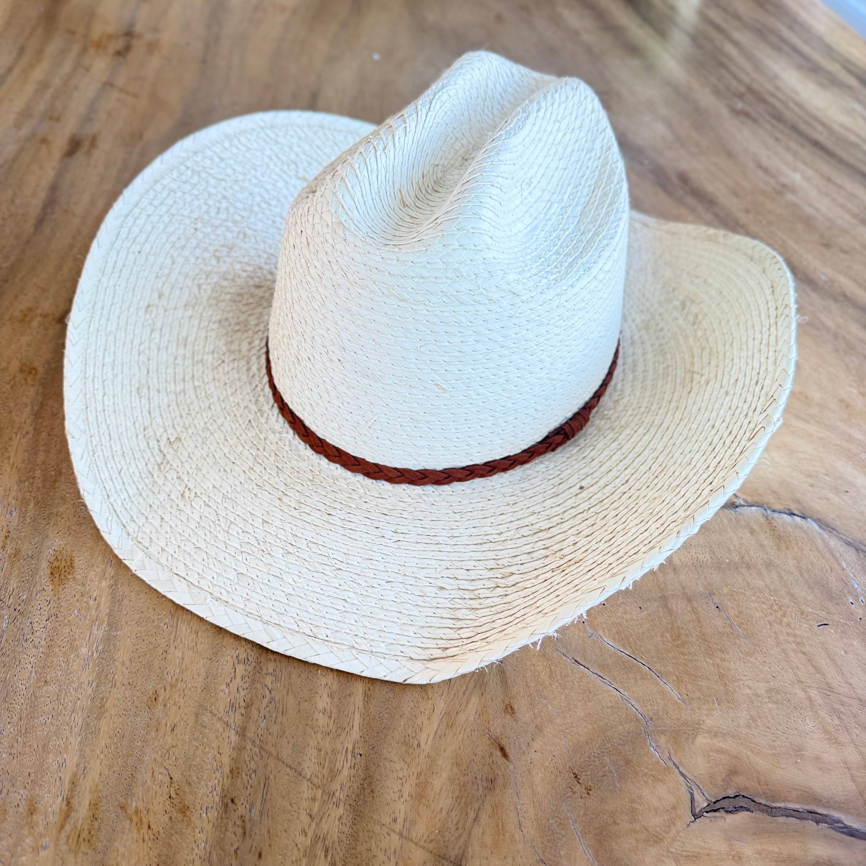 Natural Palm Leaf Cowboy Hat Braided Band Natural