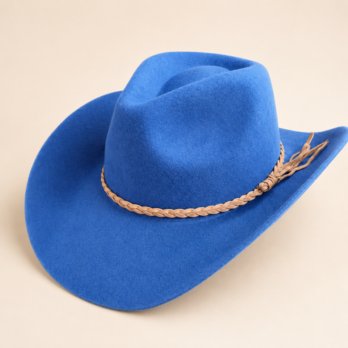 Australian Wool Stiff Brim Cowboy Hat with Suede Braid