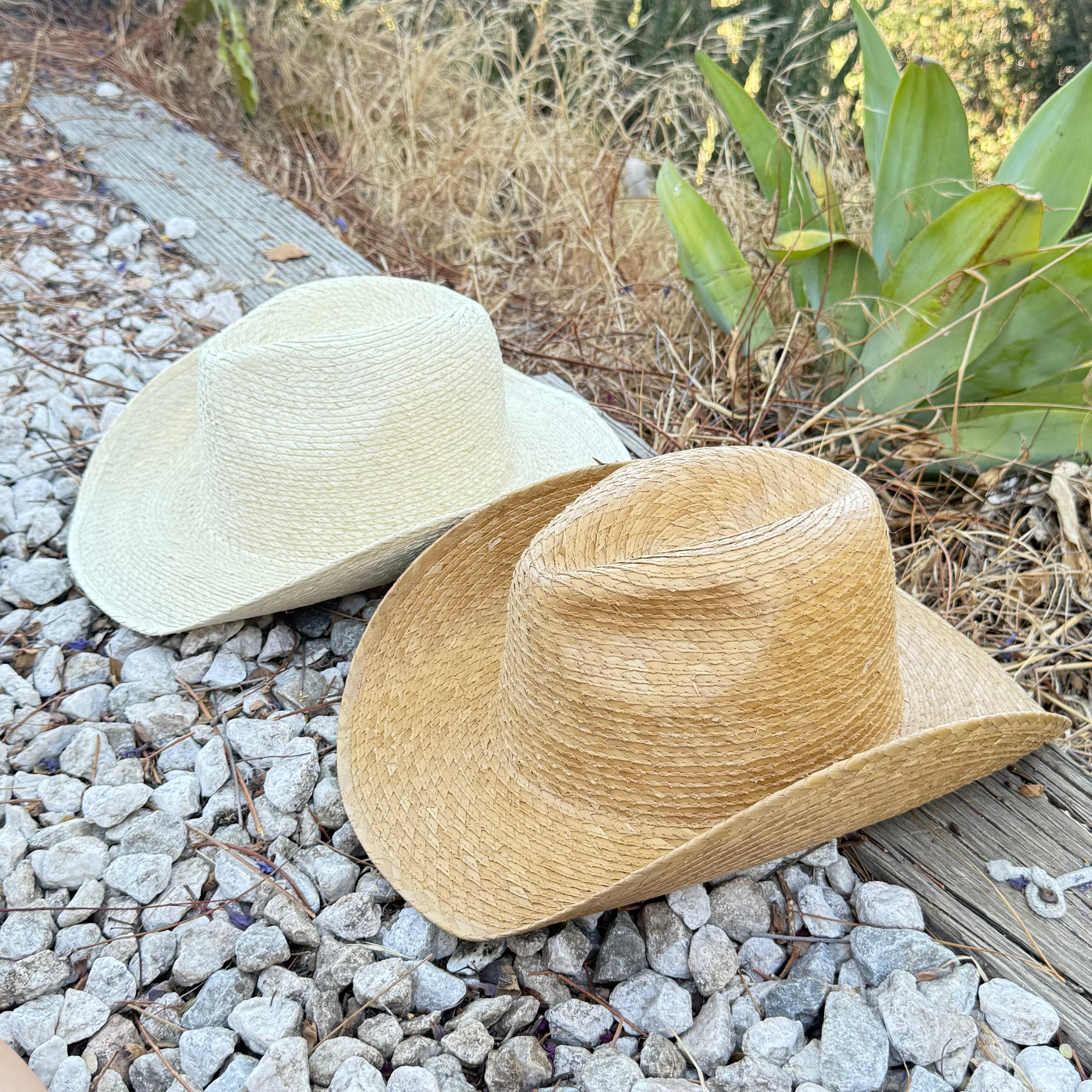 Natural Palm Leaf Cowboy Hat – Starched Western Sun Hat UPF