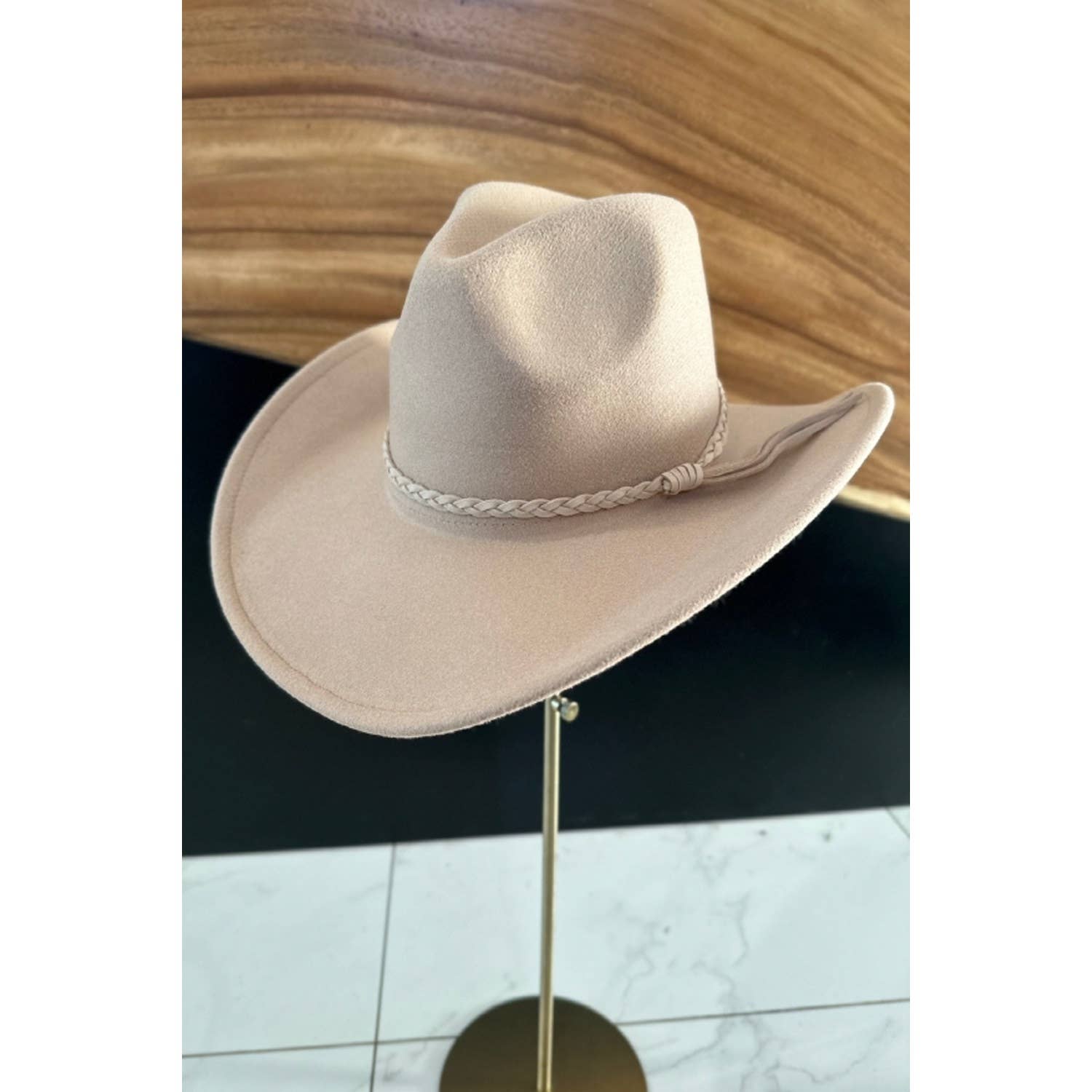 Vegan Felt Cowboy Hat with Suede Belt