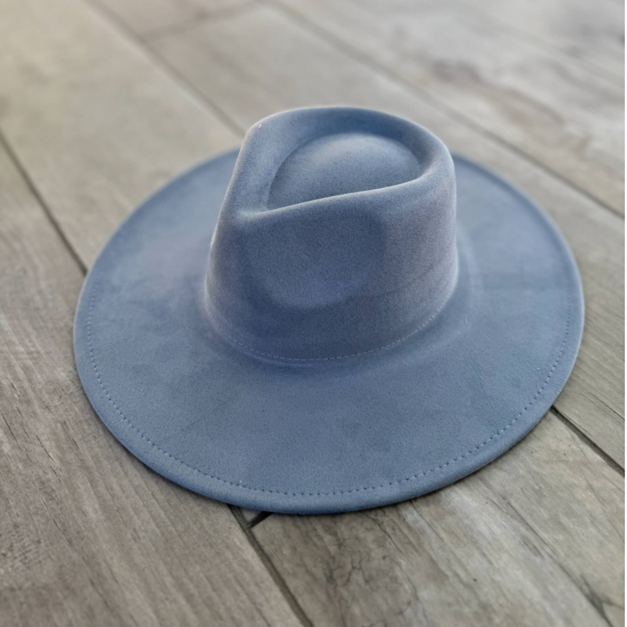 Vegan Suede Wide Brim Rancher Hat – Structured Flat Brim