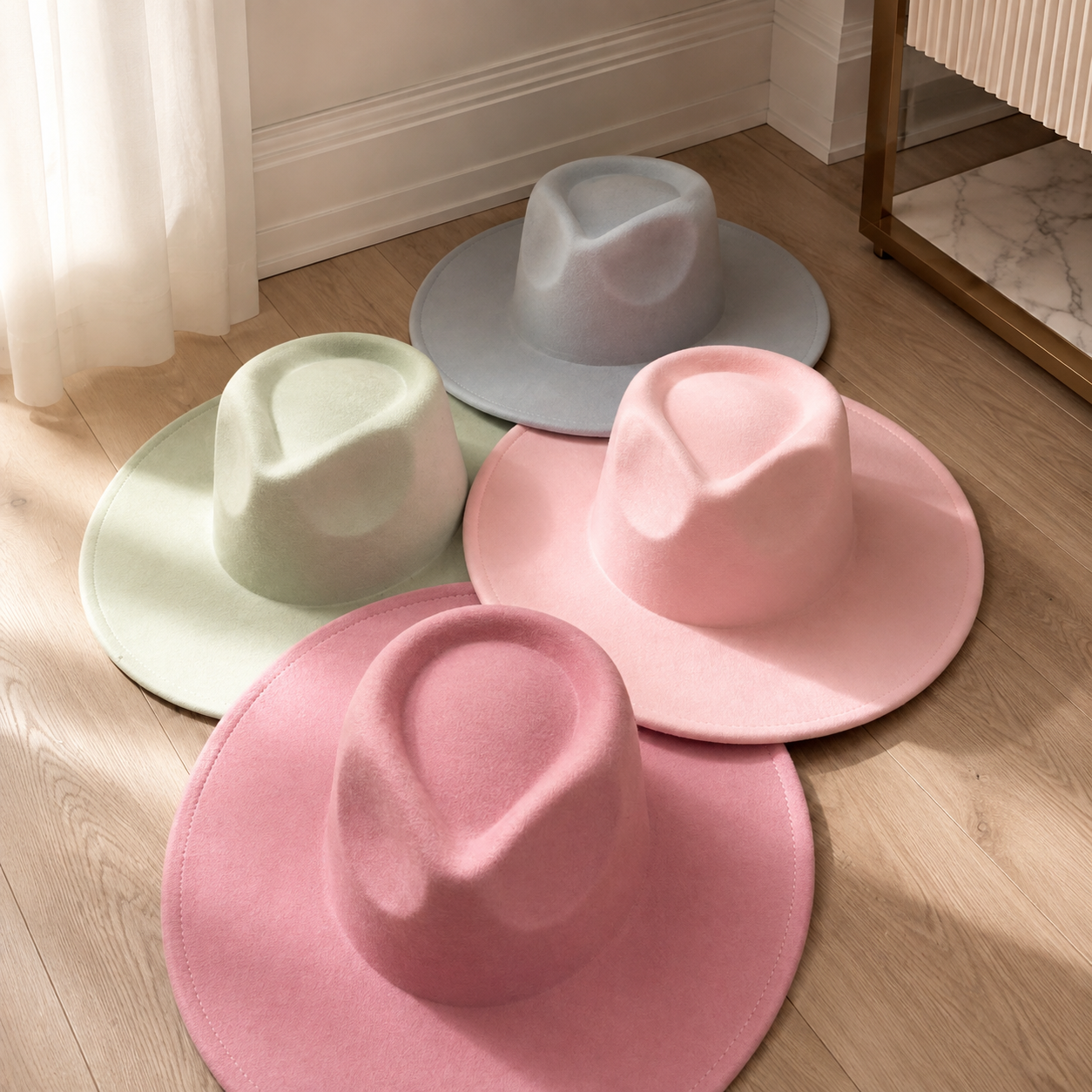 Vegan Felt Wide Brim Rancher Hat in Faux Felt