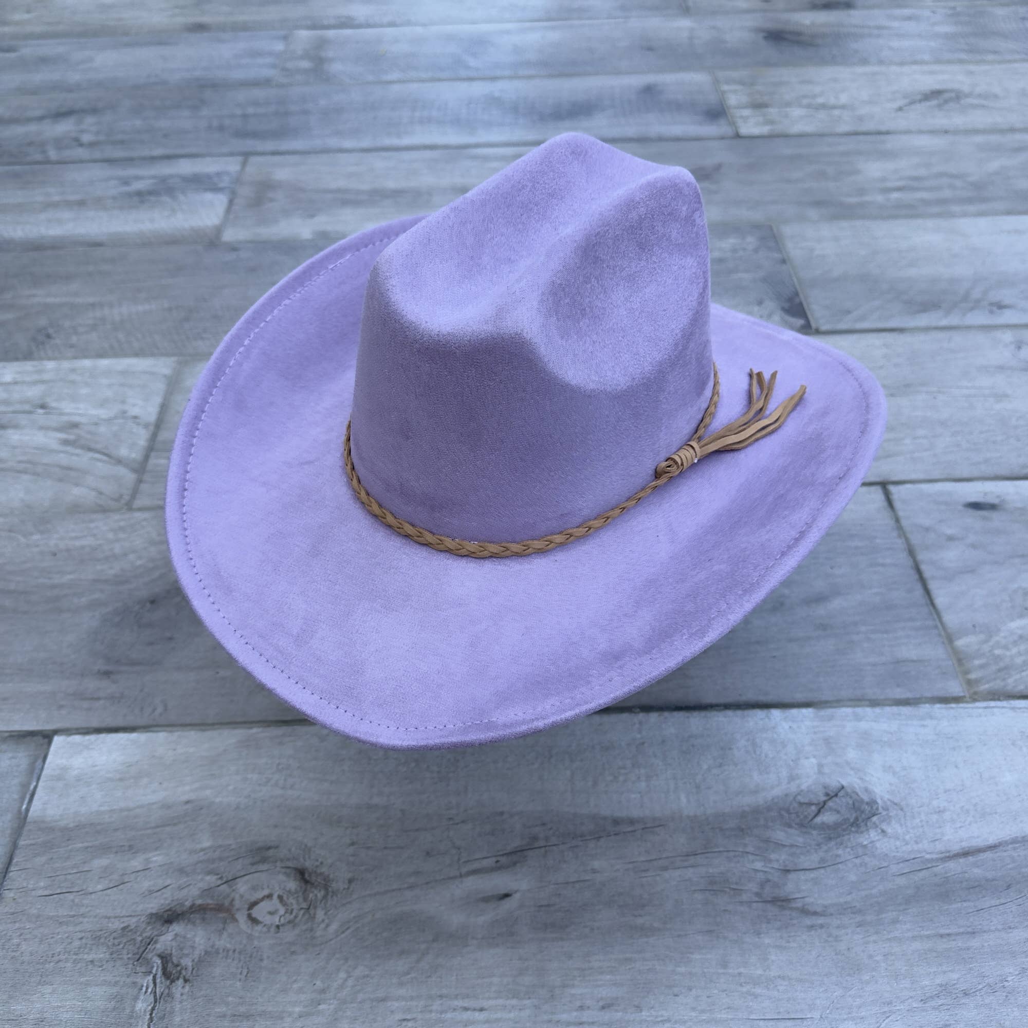 Vegan Suede Cattleman Cowboy Hat with Suede Hat Band