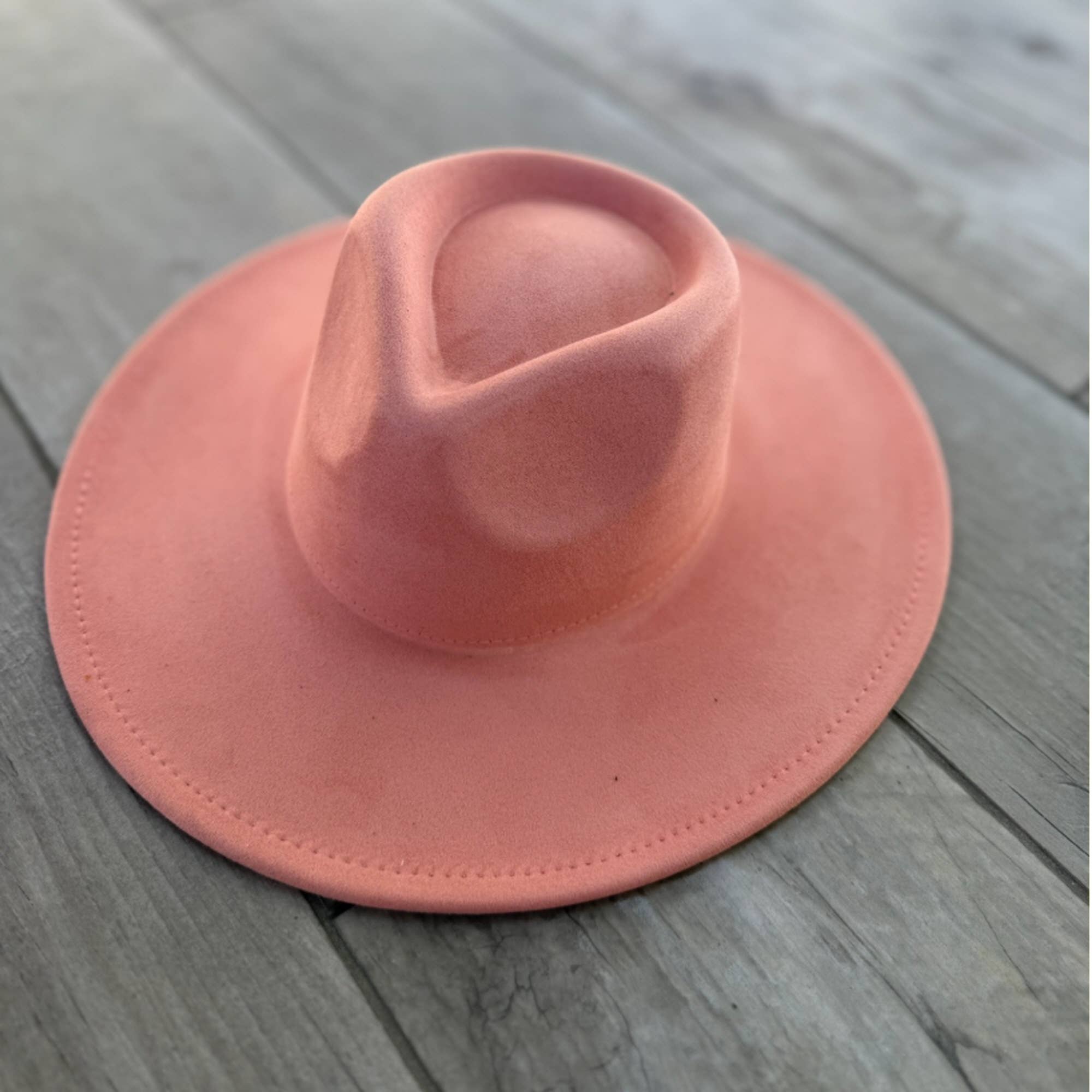 Vegan Suede Wide Brim Rancher Hat – Structured Flat Brim