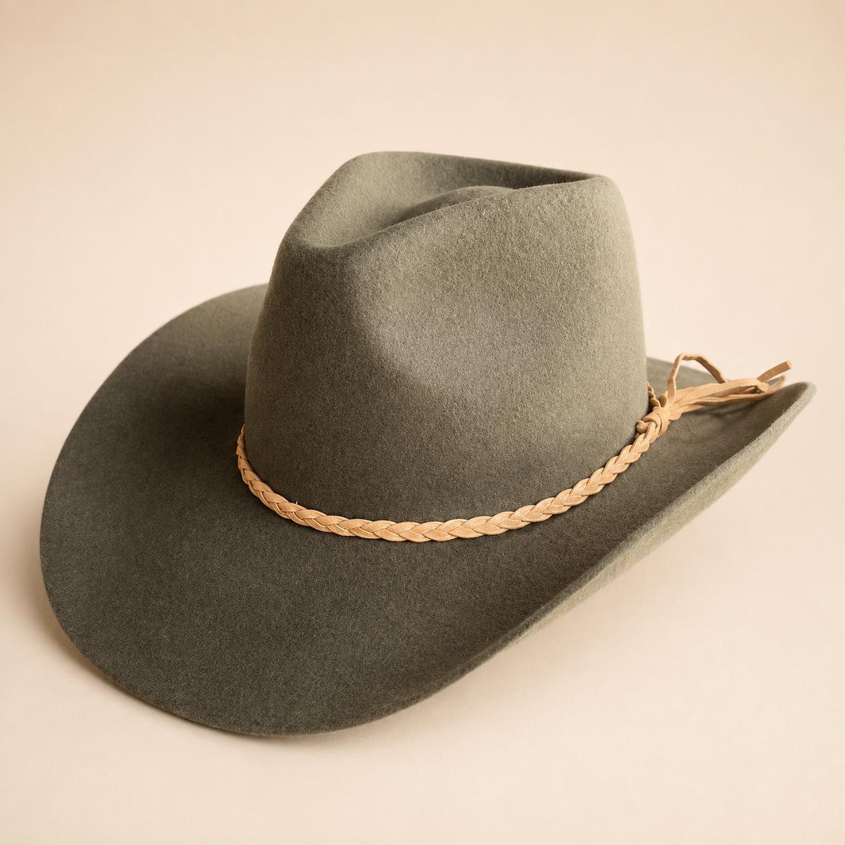 Australian Wool Stiff Brim Cowboy Hat with Suede Braid