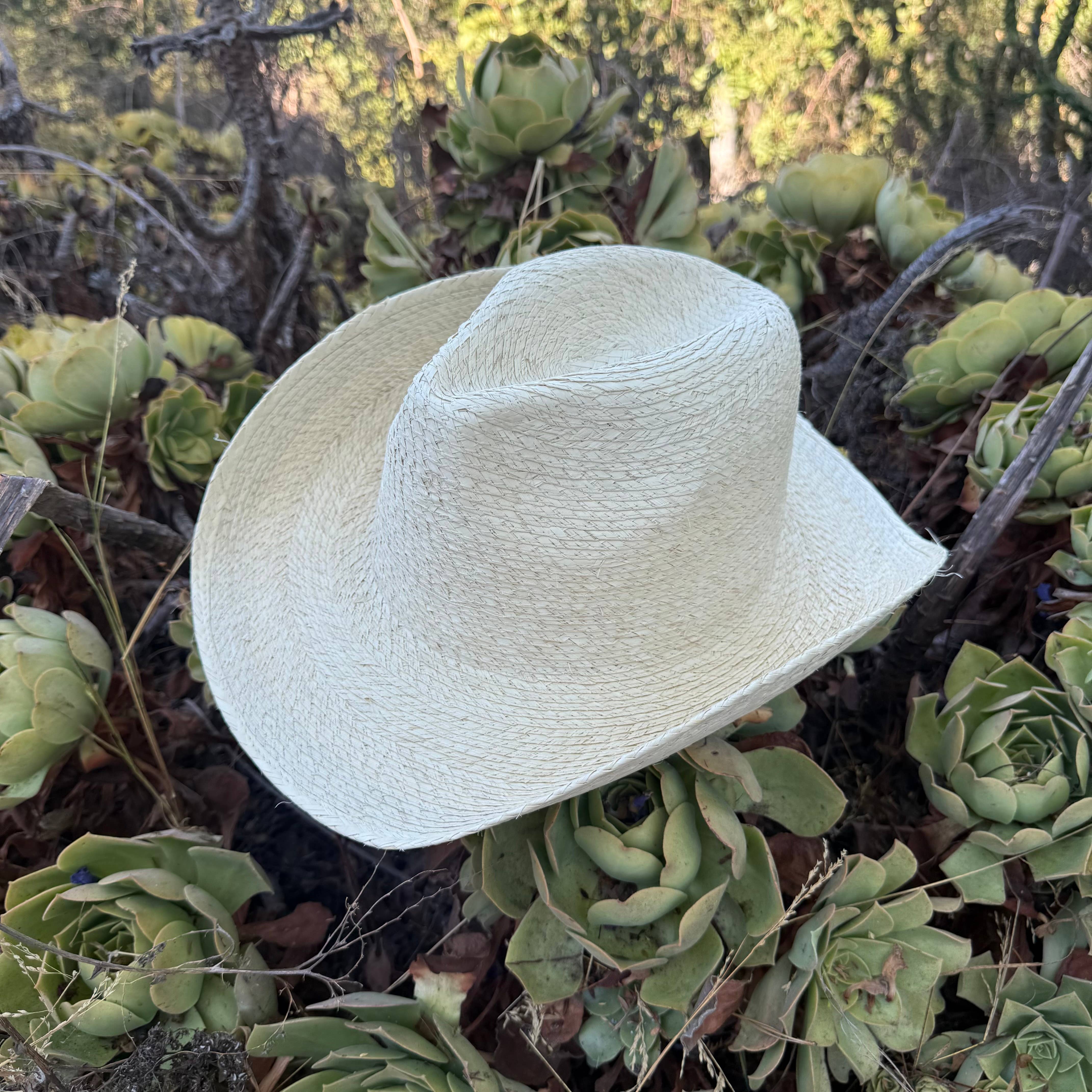 Natural Palm Leaf Cowboy Hat – Starched Western Sun Hat UPF