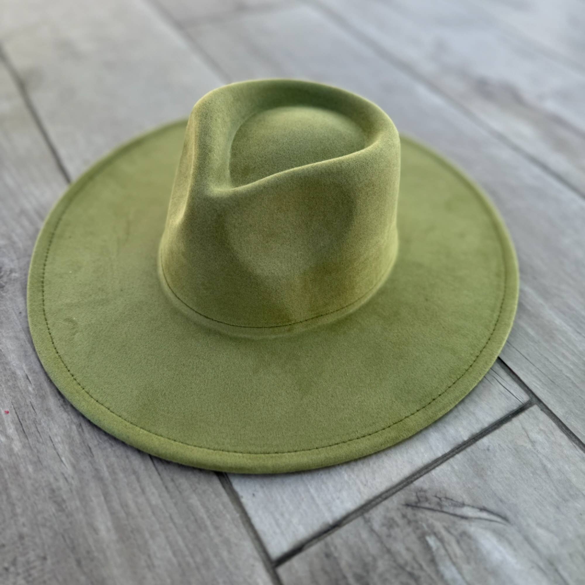 Vegan Suede Wide Brim Rancher Hat – Structured Flat Brim